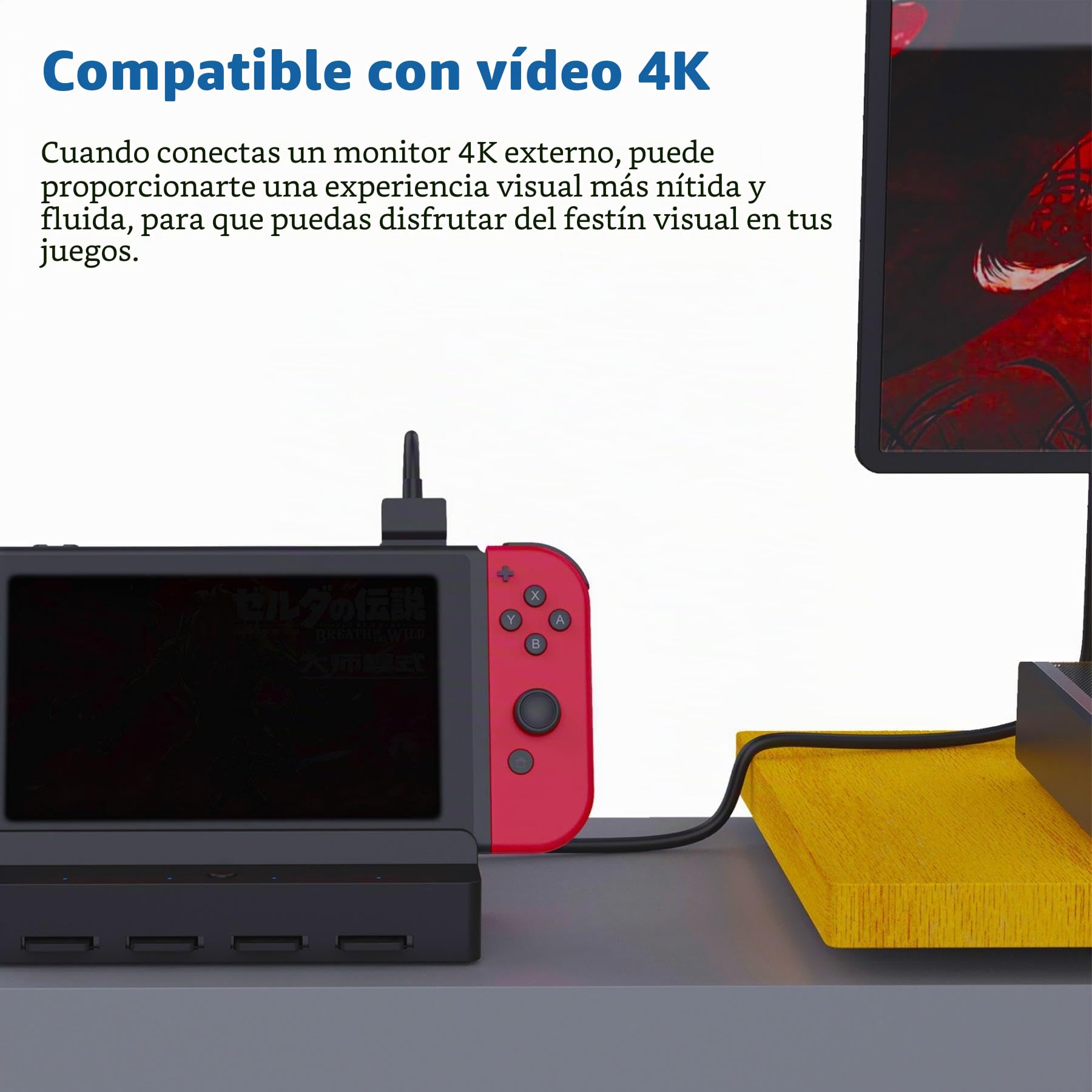Dobewingdelou - Lector de tarjetas de juego para Switch Accesorios PD cargador, 4K HDMI, puerto USB 3.0, indicador LED