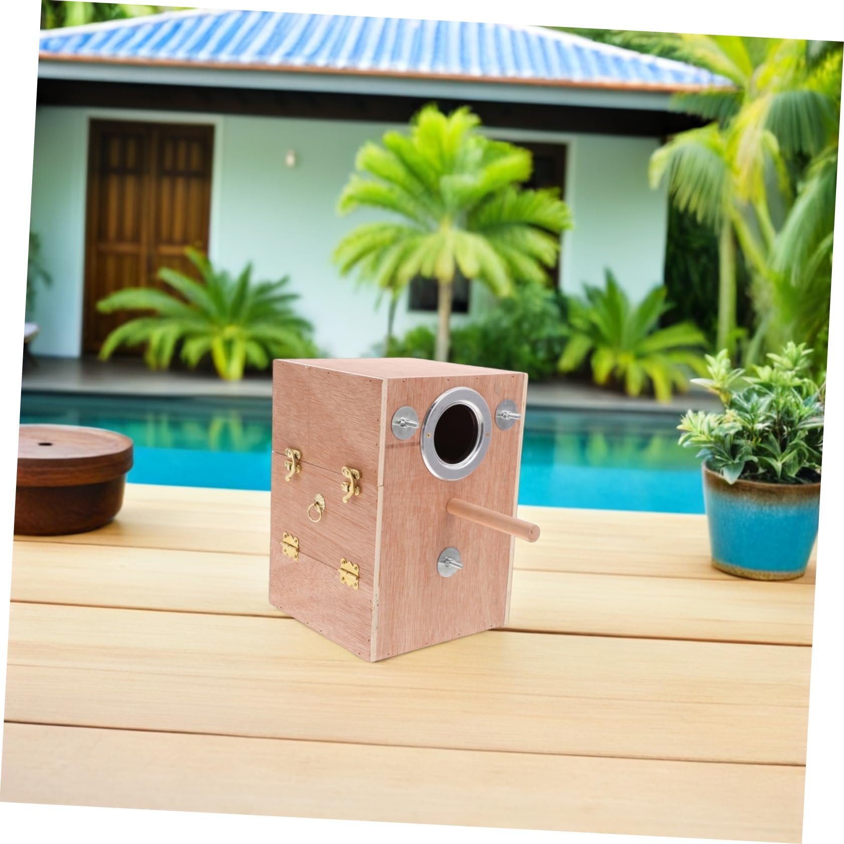 Kisangel Caja De Cría para Pájaros Nido De Cría De De Madera para Periquitos con Percha Casa De Madera para Pinzones Caja Nido para Agapornis