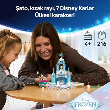 LEGO Disney Princess Karlar Ülkesi Elsa'nın Buz Şatosu ve Kar Kızağı Macerası 43281 – 4 Yaş ve Üzeri Çocuklar için Elsa, Anna ve Olaf Karakterleri İçeren Oyuncak Yapım Seti, Hediye Fikri (216 Parça)