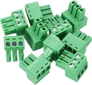 MECCANIXITY 10PCS 3-Pin PCB Mount Screw Terminal Block Connectors 3.81mm/0.15inch Pitch Circuit Board Connectors for Home Appliances, Industrial Projects, Green