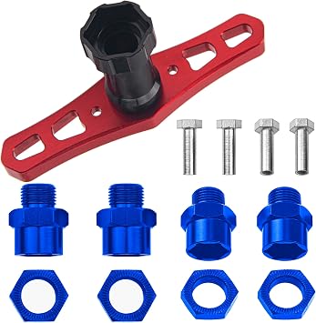 ShareGoo 17mm Wheel Hex Wrench & 12mm to 17mm Wheel Hex Drive Hub Adapter 15mm Offset Extension Compatible with Tamiya Axial RC4WD Traxxas Redcat 1/10 RC Car Buggy Truck Blue