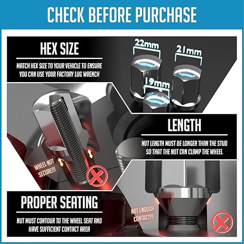 Miniatura 2 de Wheel Accessories Parts 20 tuercas de llanta M12x1.5 12x1.5 rosca OEM estilo fábrica 1.5" largo cromo 1316" 0.827 in hexagonal para Toyota Camry