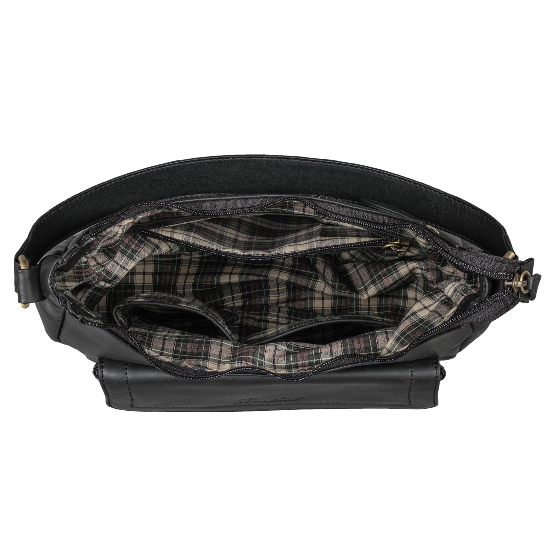 Benthill Handtasche Damen Echt Leder | Schultertasche aus echtem Rindsleder | Umhängetasche mit Reißverschluss | Ledertasche mit Henkel & Umhängegurt, Farbe:Schwarz