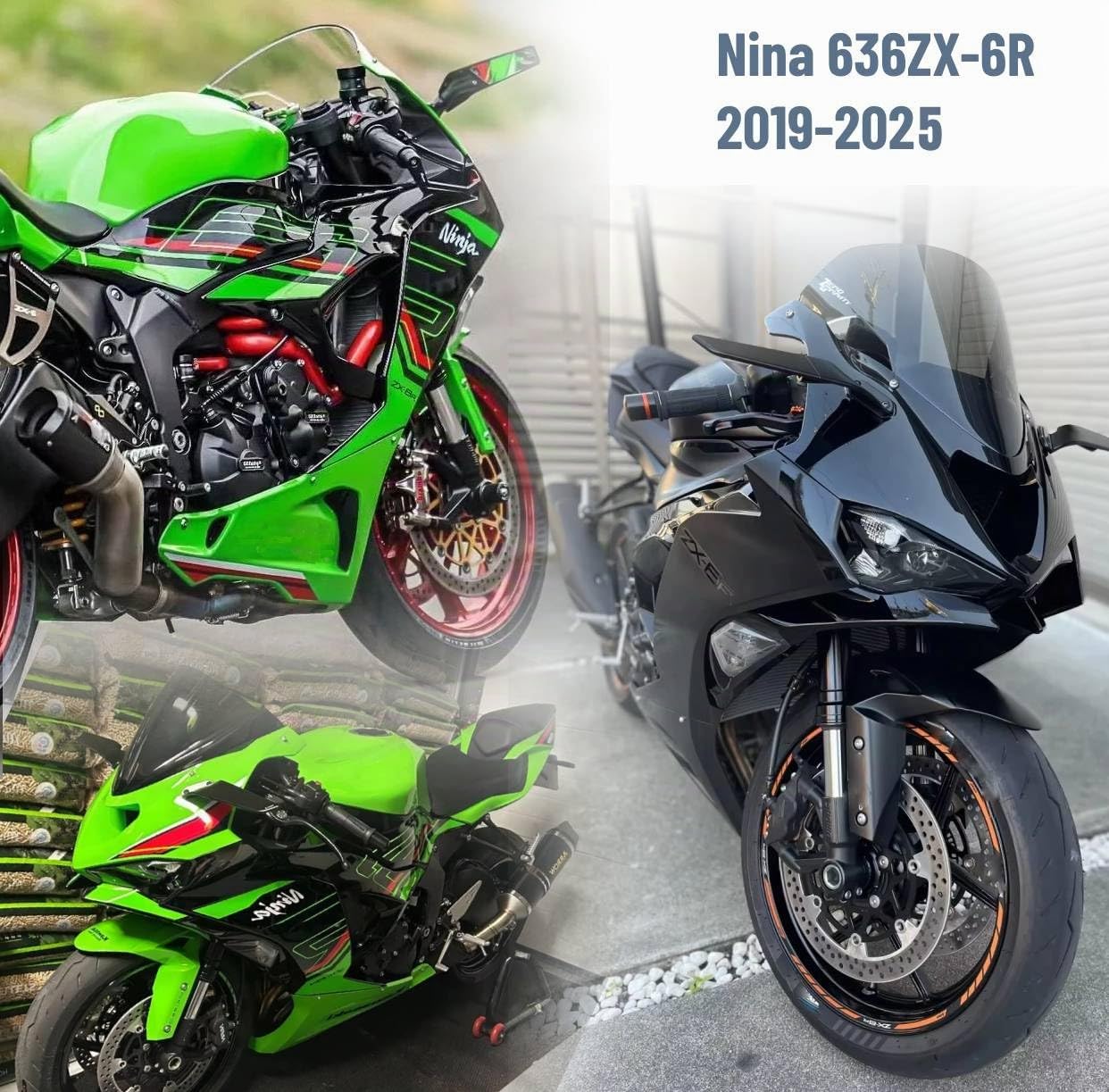Adatto per Kawasaki Ninja 636 ZX-6R (2019-2025) Specchietti Retrovisori Moto Specchietti Laterali Girevoli, Specchietti Moto Manubrio Front