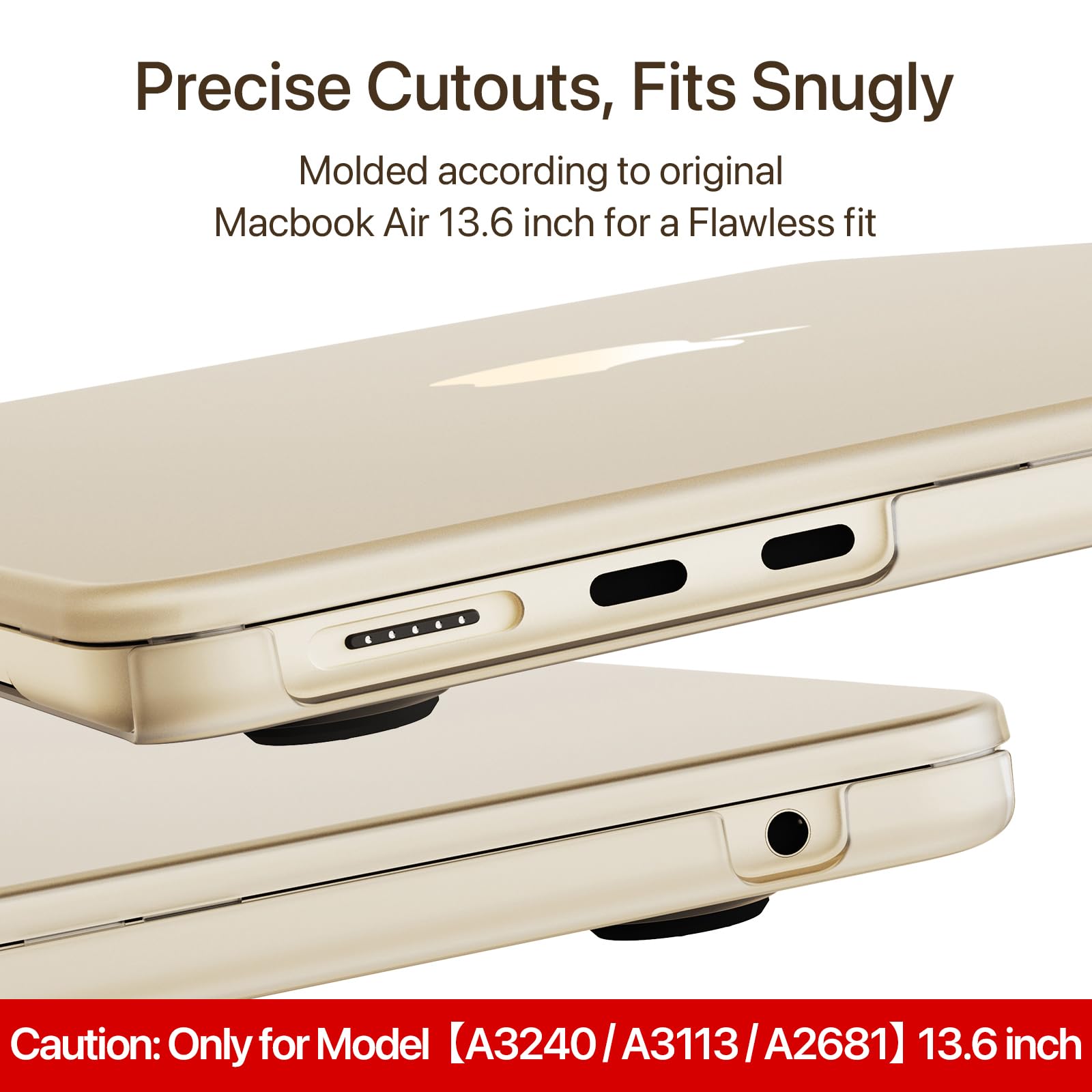 Soonjet Custodia rigida protettiva per MacBook Air 13,6" M2 e cover per tastiera, modello A2681 2022 2023, custodia rigida protettiva robusta e durevole per MacBook Air M2 da 13", trasparente