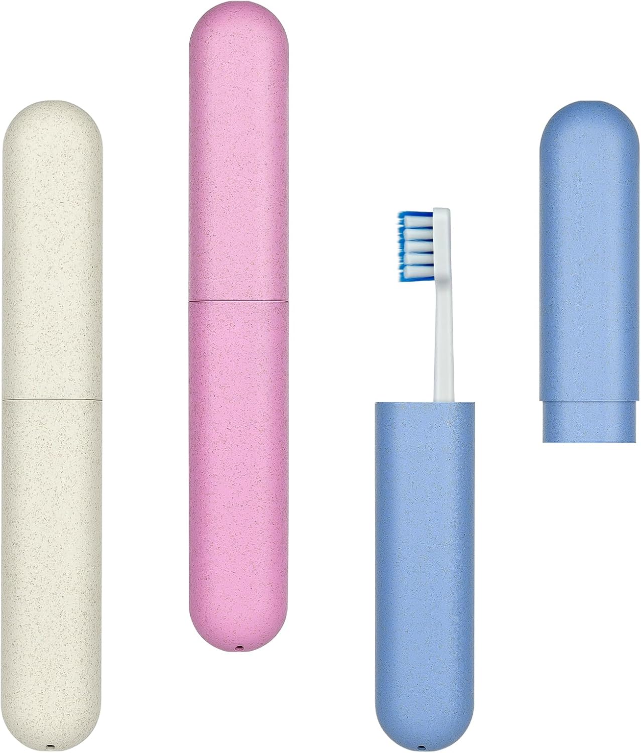 LOPHE Toothbrush Travel Case, 3Pcs Natural Wheat Straw Dustproof