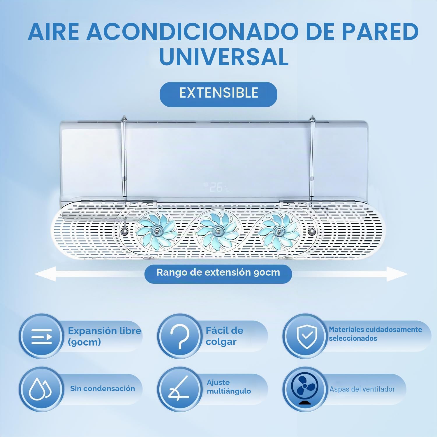 Universal Deflector Aire Acondicionado Retráctil, Deflector de Viento Ajustable para Salida de Aire, Protector Anti-soplado Directo, No Necesita Perforación, para Hogar y Oficina