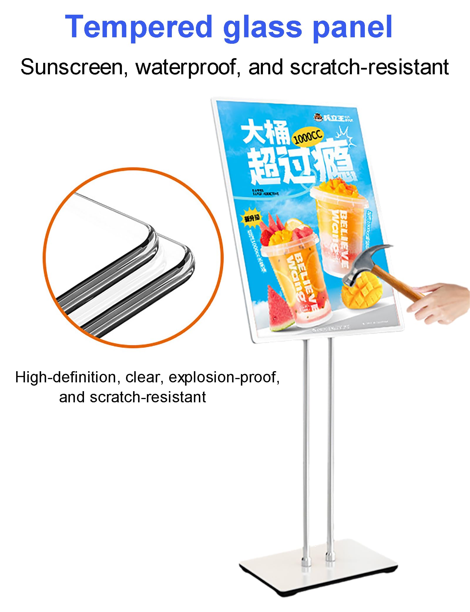 Caja de luz LED de pie, tablero de menús retroiluminado, soporte de letrero de aluminio ajustable, cartel de proyección publicitaria para espectáculos de negocios