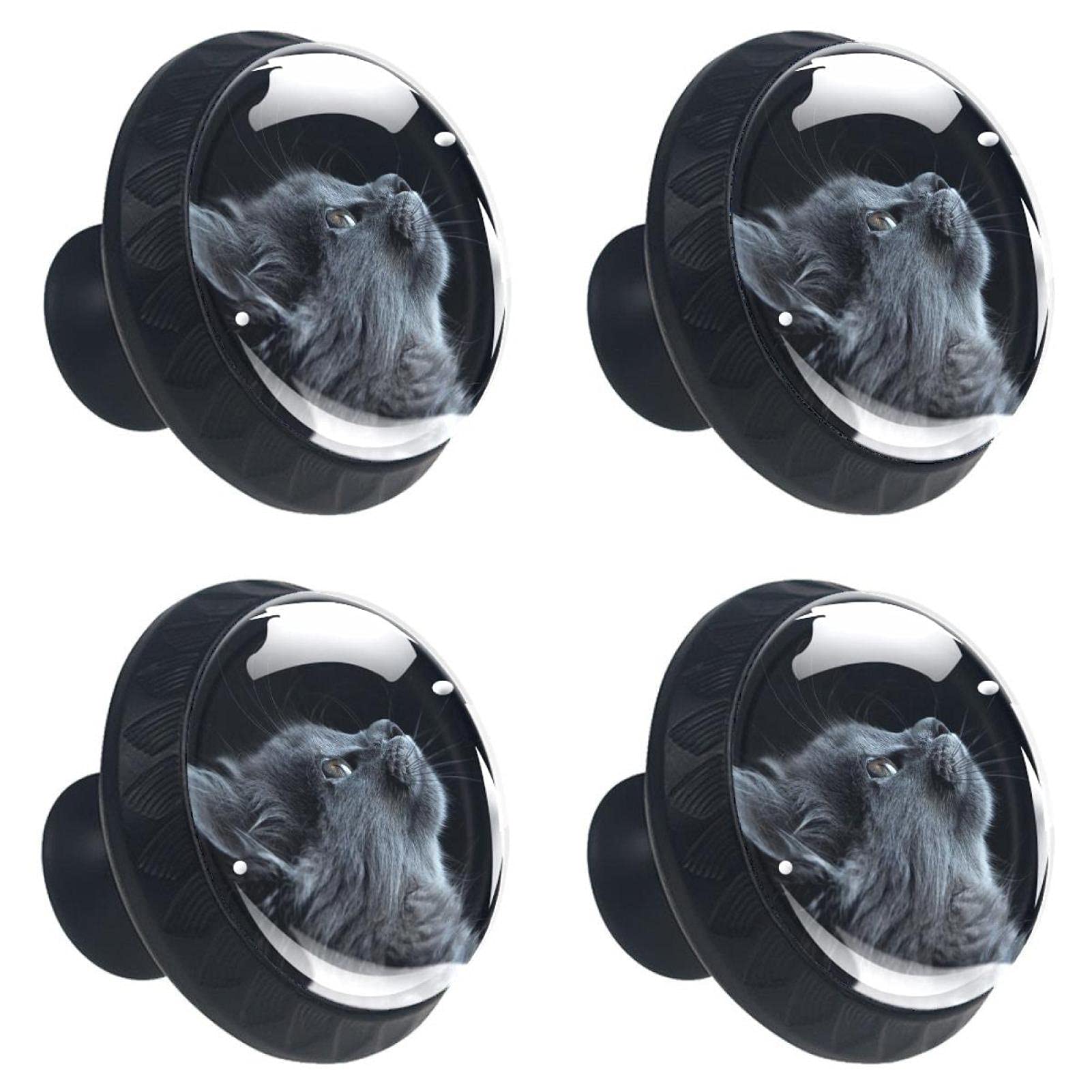 Boutons ronds en verre pour meubles de cuisine armoire commode tiroir 30mm x4