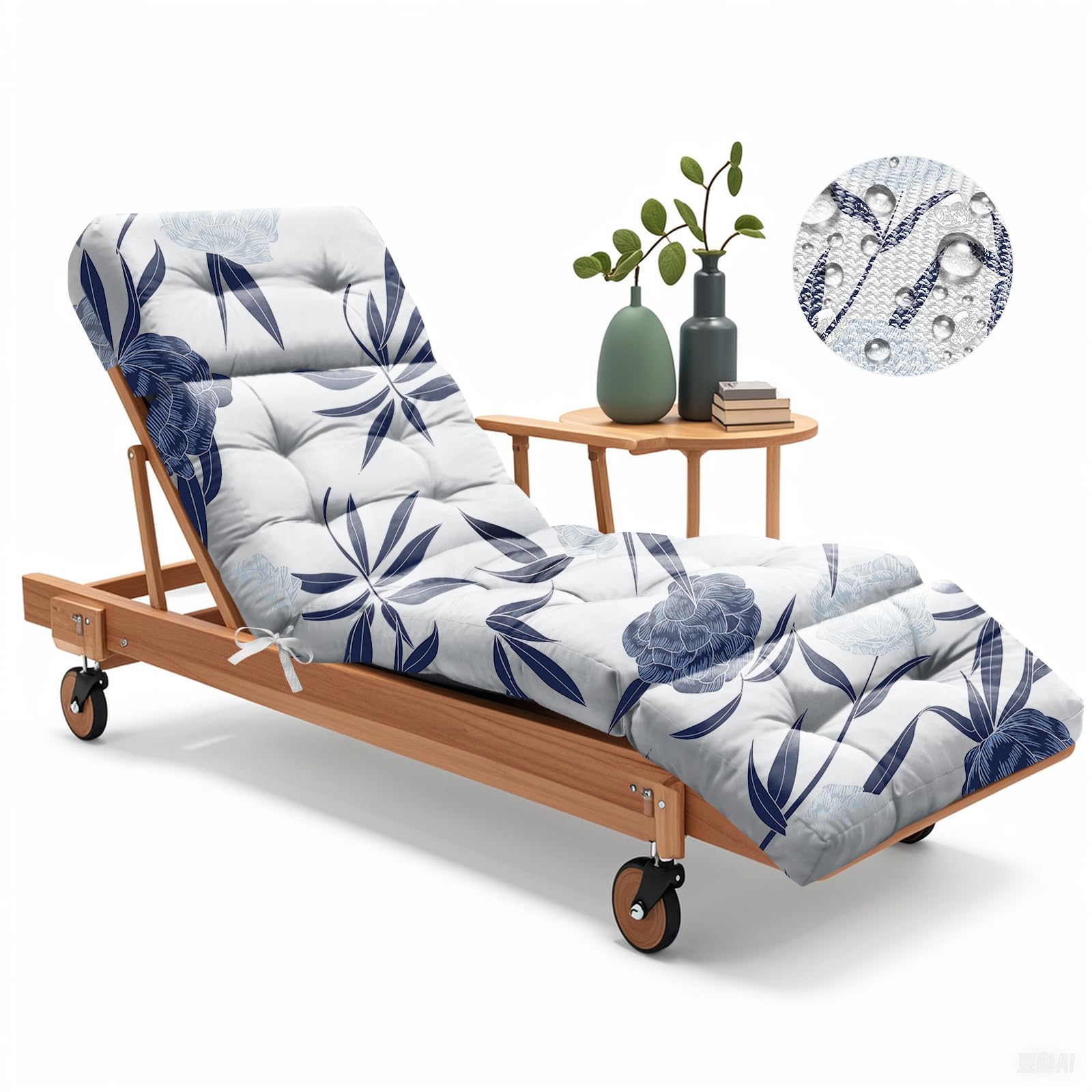 Photo 1 of Uthem Outdoor Lounge Chair Cushion Waterproof 75.1"L x 22.8"W x 4.7"H Blue