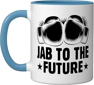 Jab To The Future Boxer Sports Strength Gym Athlete Boxing Ceramic Mug, Blue/White