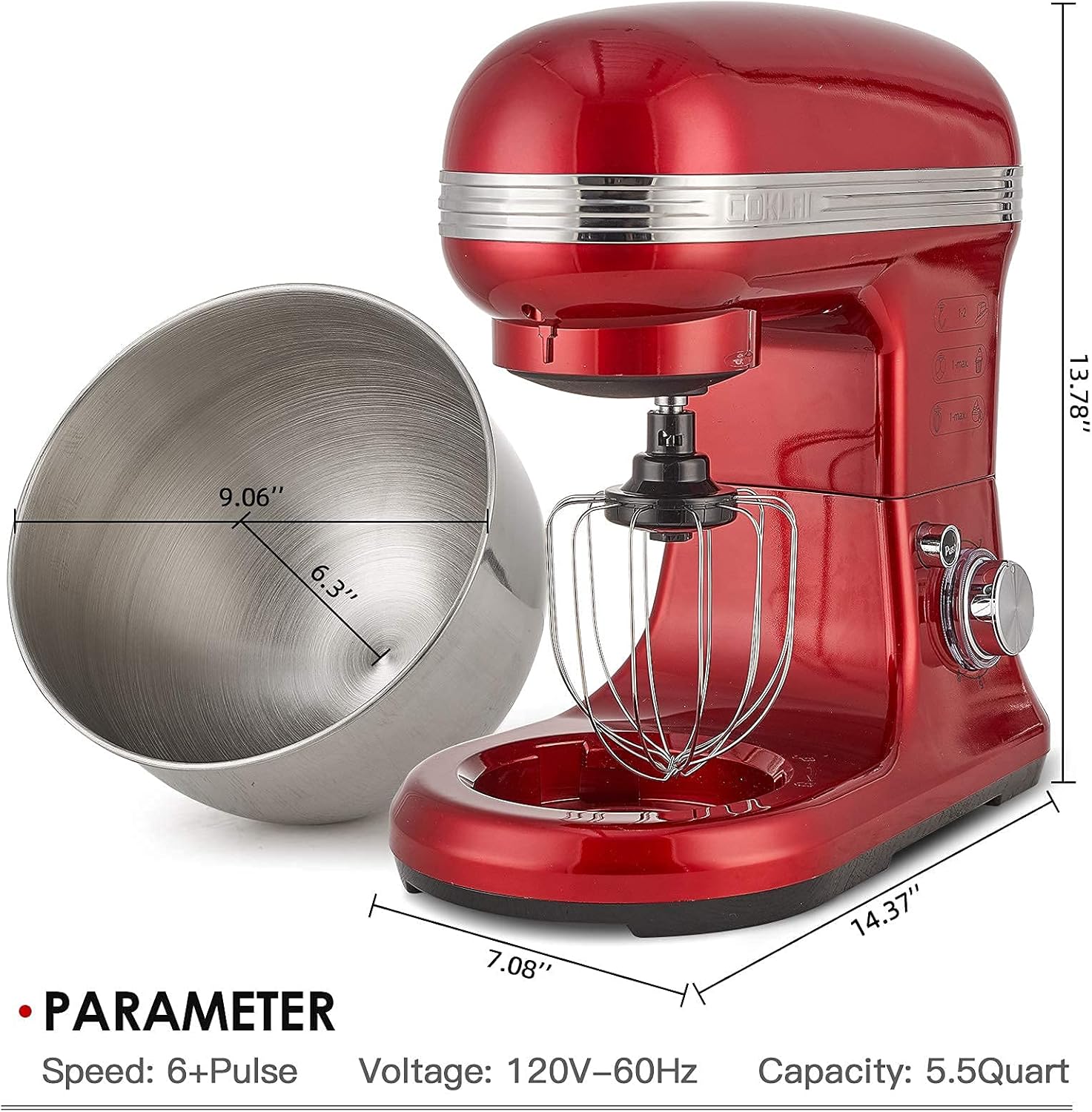 🔥 Cashback up to 70% Stand Mixer, COKLAI 6 Speed 5.5-QT Dough Mixer Metal Lid with Stainless Steel Bowl, Tilt-head Electric Kitchen Mixer with Wire Whisk, Dough Hook, Flat Beater & Splash Guard, Red Food Mixer for Baking Flash Deals - 80% OFF Stand Mixer, COKLAI 6 Speed 5.5-QT Dough Mixer Metal Lid with Stainless Steel Bowl, Tilt-head Electric Kitchen Mixer with Wire Whisk, Dough Hook, Flat Beater & Splash Guard, Red Food Mixer for Baking