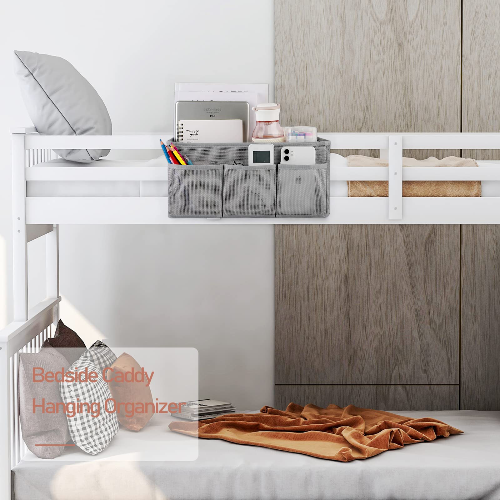 Hizgo Nachttisch-Caddy - 8 Taschen, Für Etagenbett & Krankenhaus, Marineblau