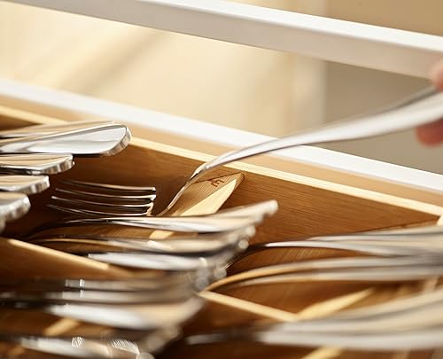 Miniatura 5 de Joseph Joseph Drawer Store - Cubertería grande y compacta, organizador de cajones de cubiertos, 8 compartimentos, capacidad para 48 piezas, bambú