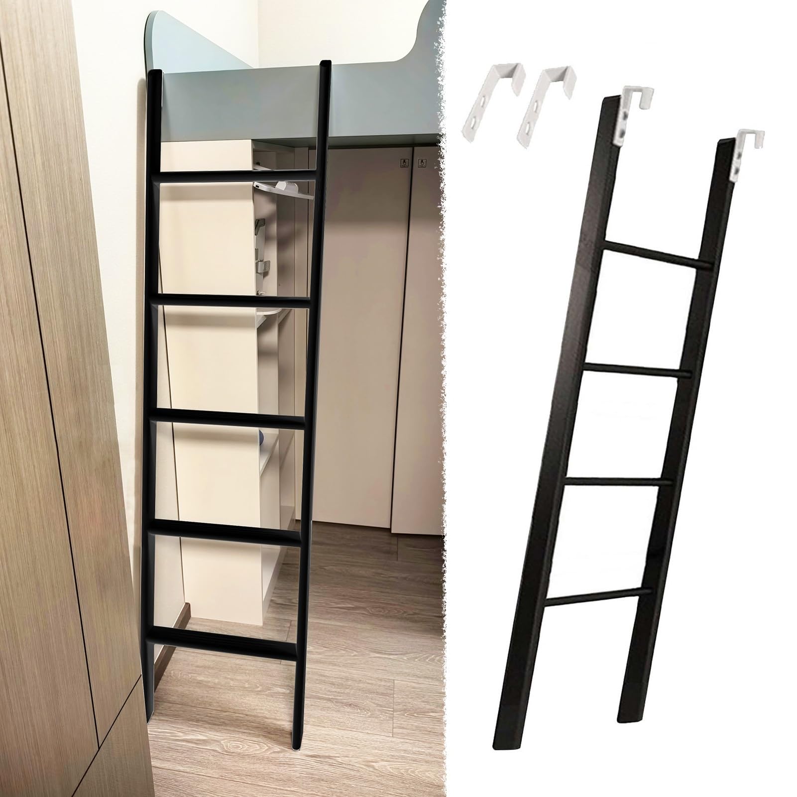 Black Bunk Bed Ladder for Kids Adjustable 4569in Bed Ladder Durable Camper Ladders Safe Top Bunk Access HeavyDuty Design for Easy Climbing
