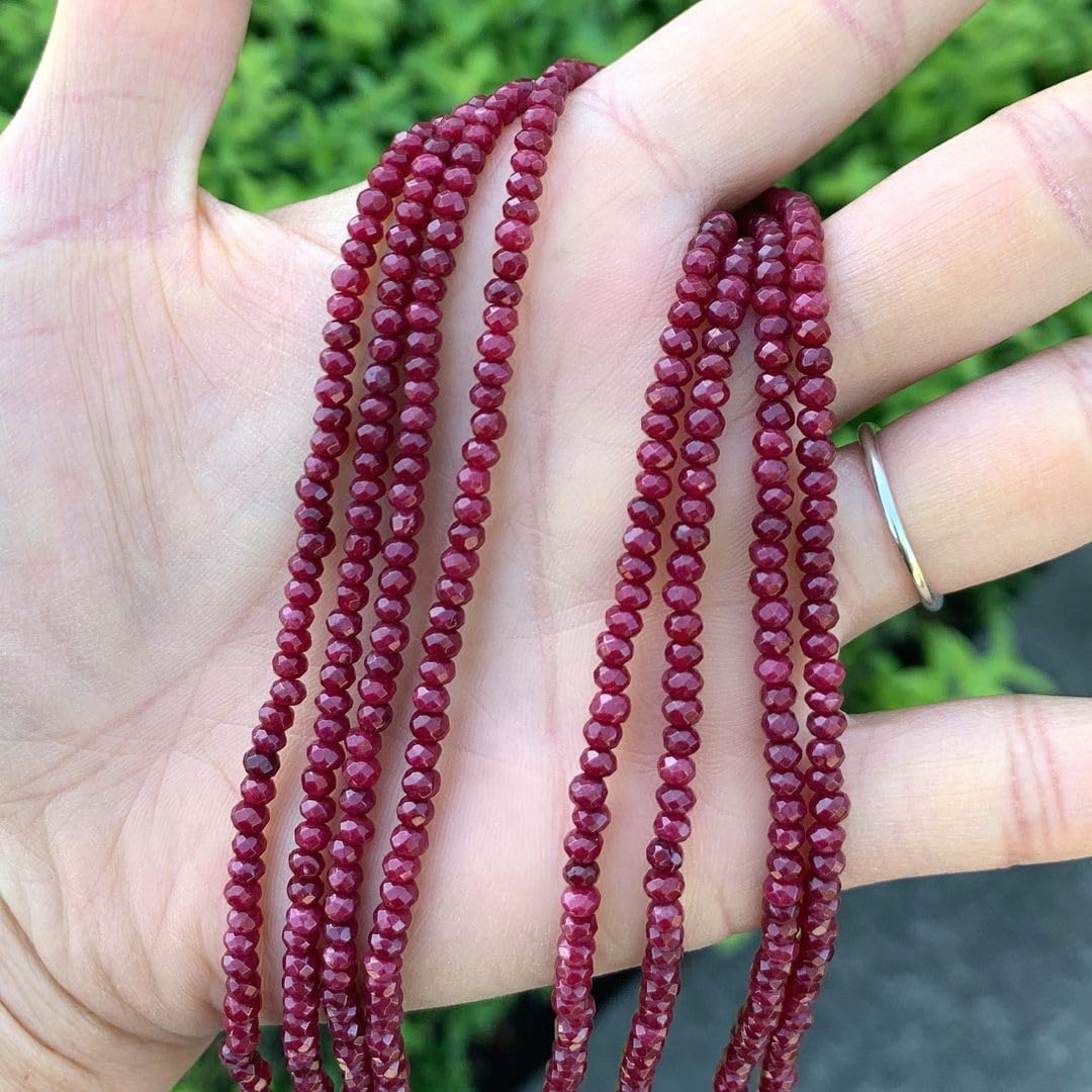 Adabele 40.5 Inch Natural Garnet Red Quartz Healing Gemstone 3mm Small Tiny Faceted Rondelle Spacer Loose Stone Beads (390-420pcs) for Jewelry Making GH2R-3 - Image 2