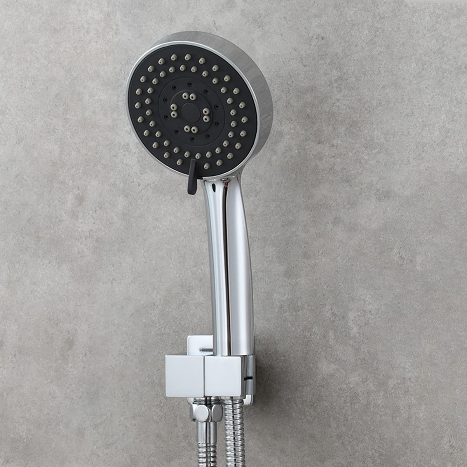 AKAZI Duschkopfhalter, Verstellbarer Handbrausehalter aus Messing, Wandhalterung, quadratischer Duschstabhalter, Chrom