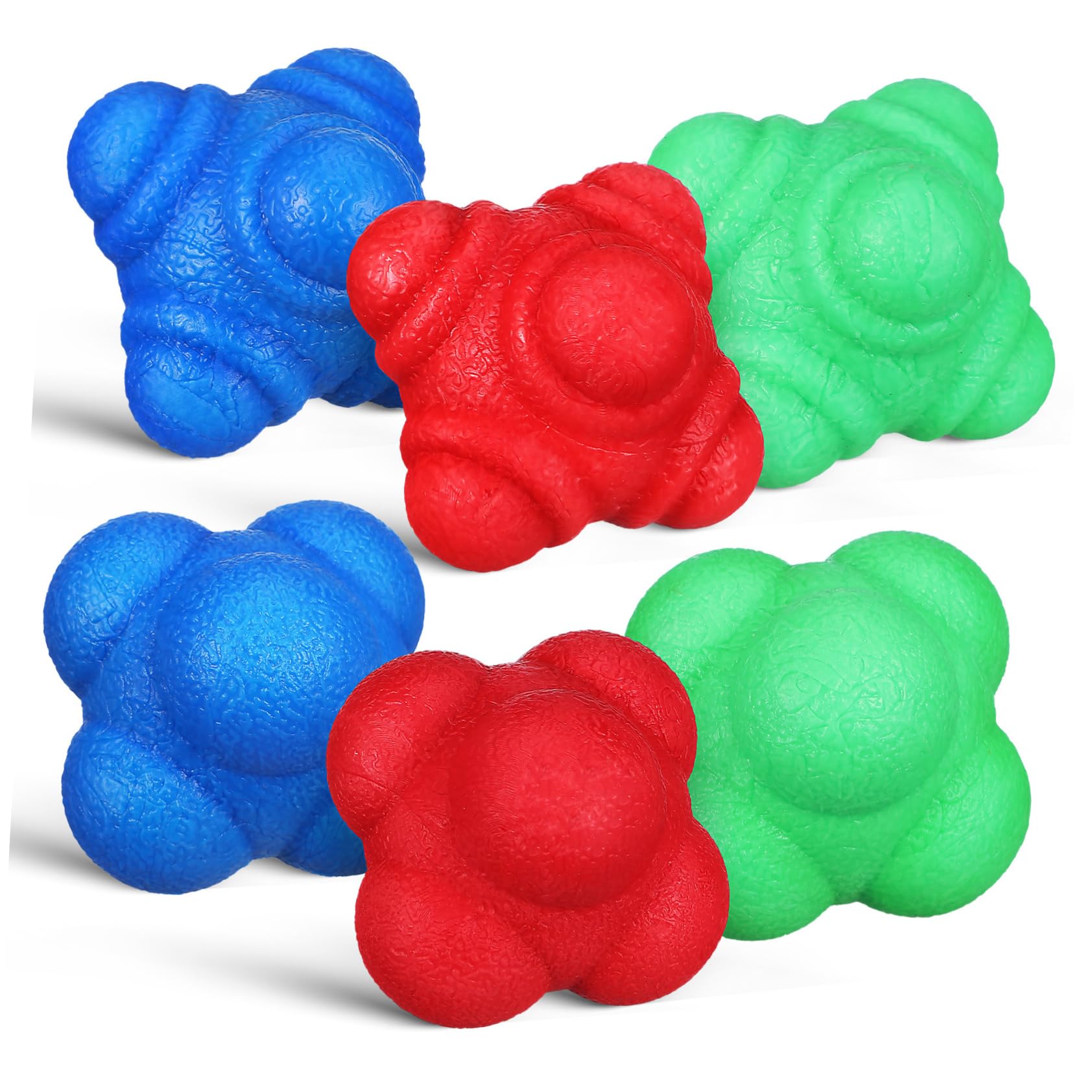 Totority Speed Change Reaction Balls 6 Pack Hexagonal Workout Balls for Coordination Reflex Training Indoor/Outdoor Play