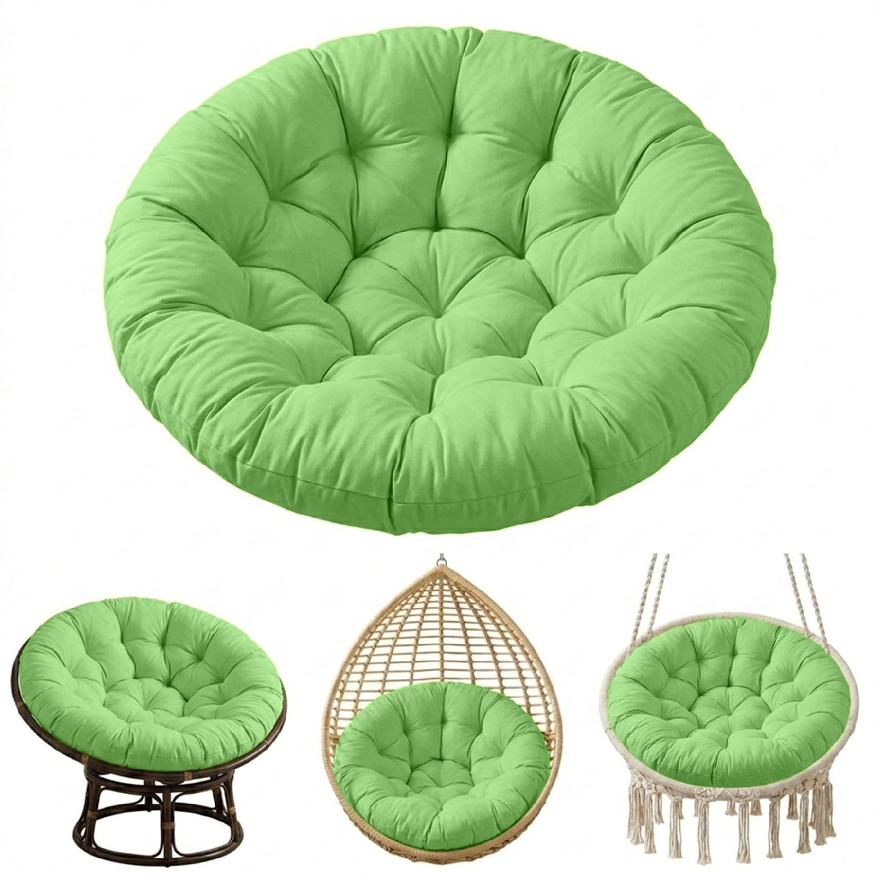 Cojín Grueso Acolchado para Silla Colgante Tipo Huevo | Relleno de algodón resistente, a prueba de salpicaduras, con lazos, ideal para columpios de porche, resistente al desgaste
