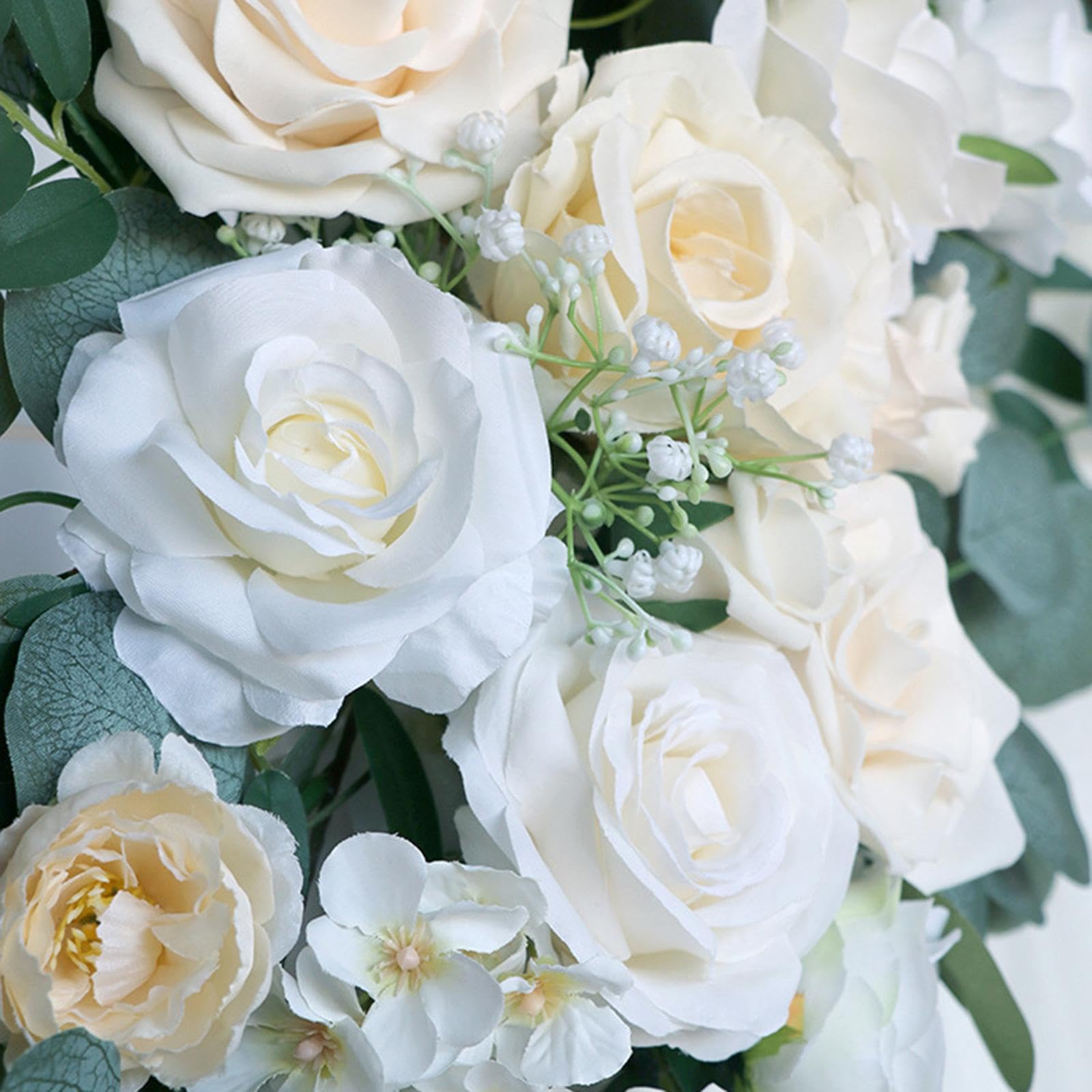 2 Teiliger Hochzeitsbogen mit Blumen, Moderne Künstliche Blumen Und Grünen Blättern Als Willkommensschild Dekoration für Den Empfang Am Valentinstag, Weiß