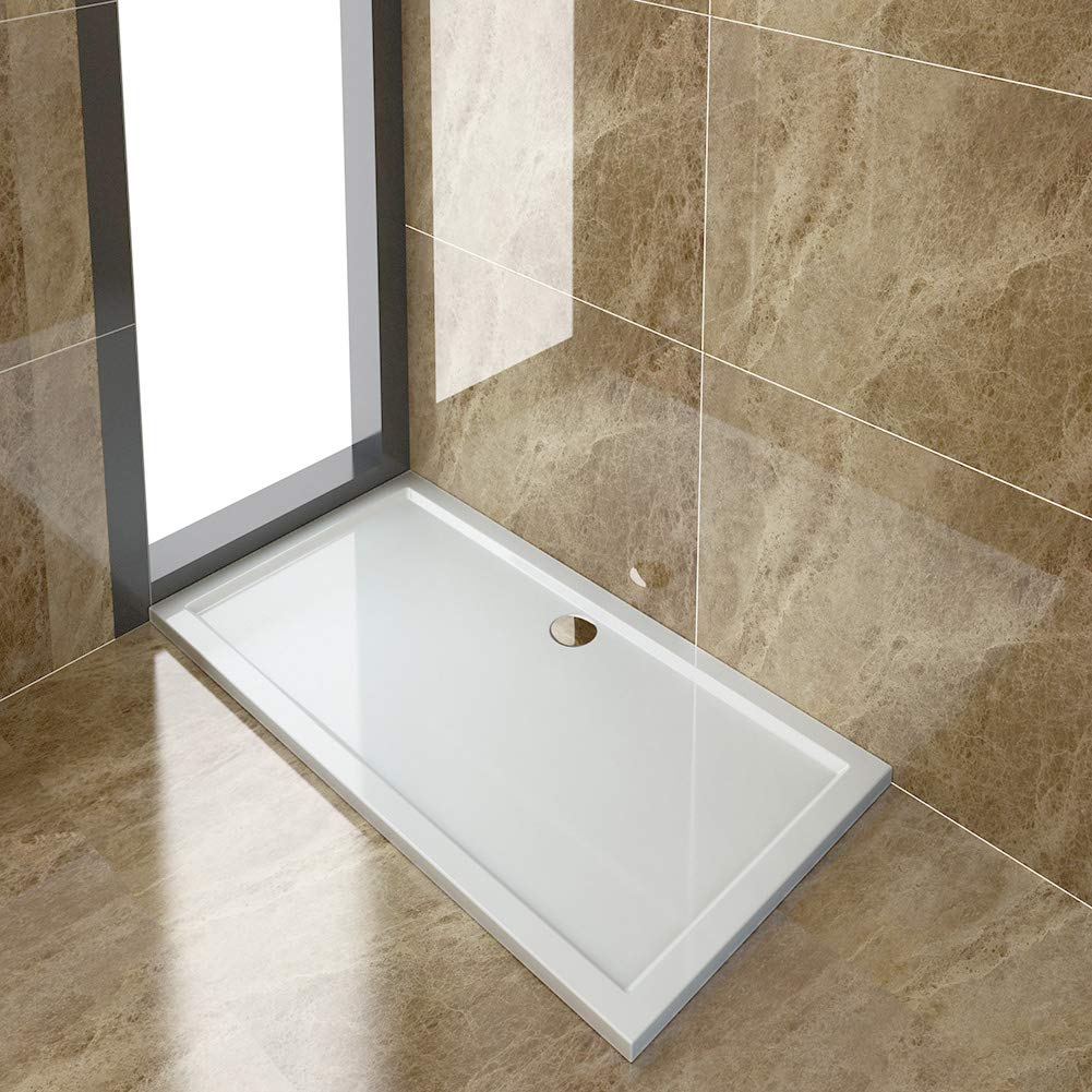 ELEGANT Rectangular 1500 x 800 x 40mm Stone Tray for Shower Enclosure Cubicle + Waste Trap — image 1