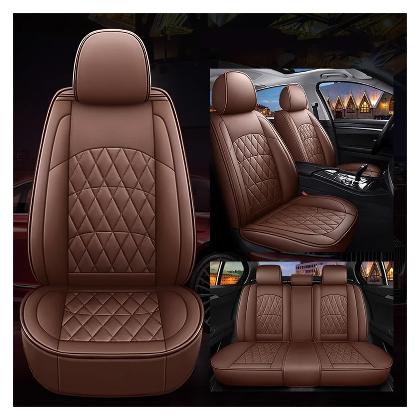 SWEPER Copri Seggiolino Auto Per Changan Cs15 Cs35 Plus CS75 PLUS/Coprisedile per auto stile universale/Proteggi sedile Coprisedile Auto(Brown 5 Seats a)