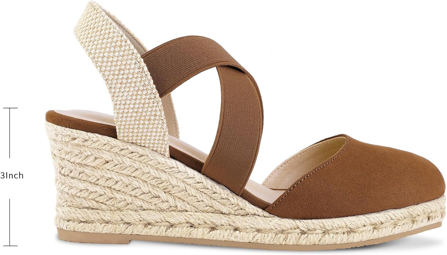 mysoft Women's Closed Toe Crisscross Elastic Ankle Strap Platform Espadrille Wedge Sandals - Image 2