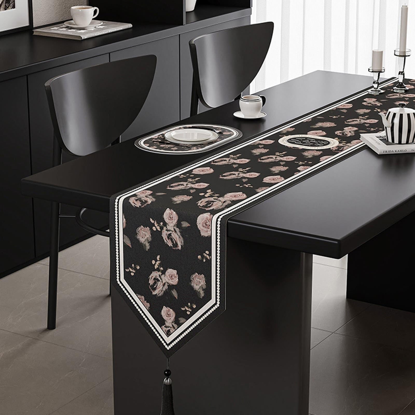 Chemin de table en lin vintage rose 30x220 cm, sublimez instantanément une table terne
