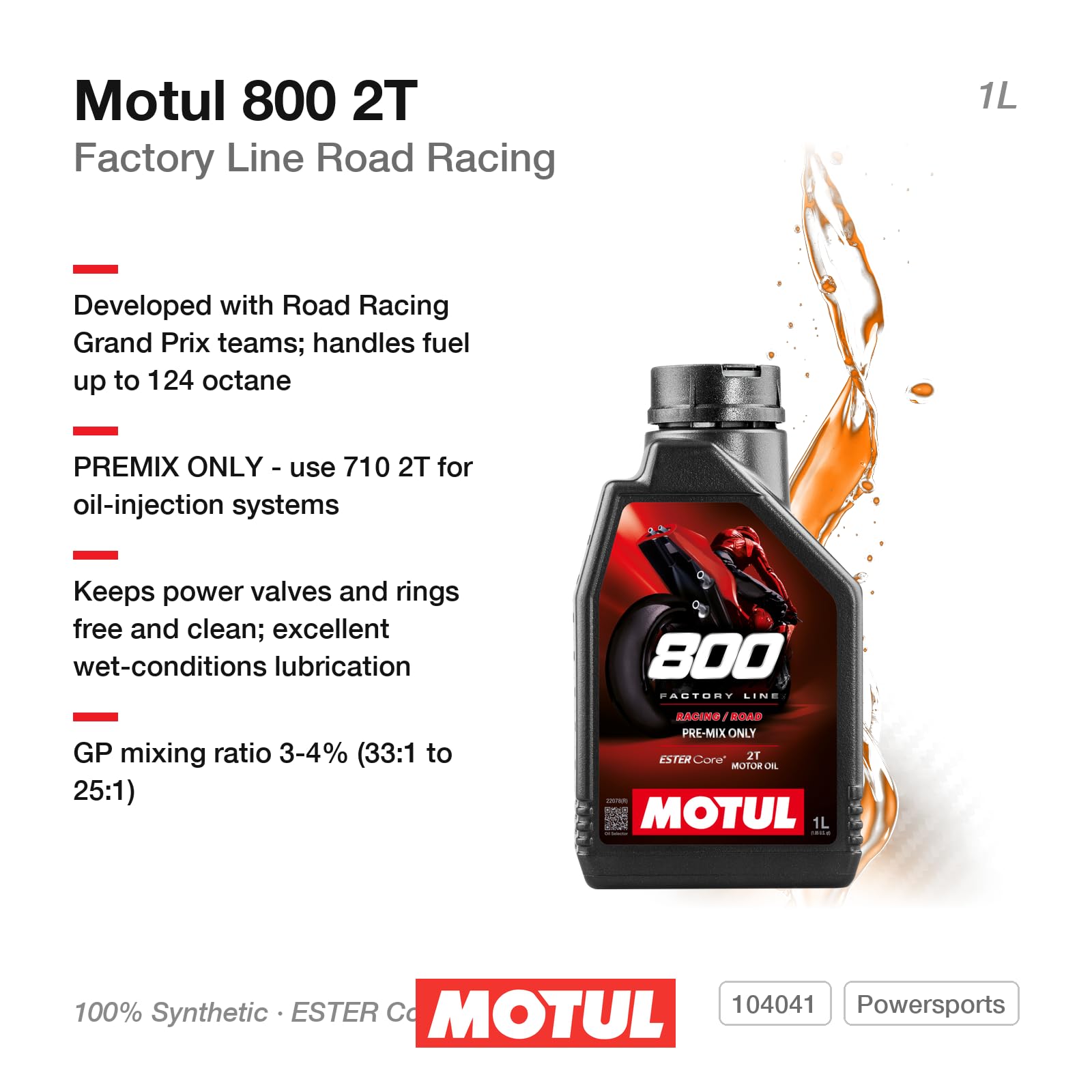 Amazon.com: Motul 104041 800 2T Road Racing 2 Stroke Oil : Automotive