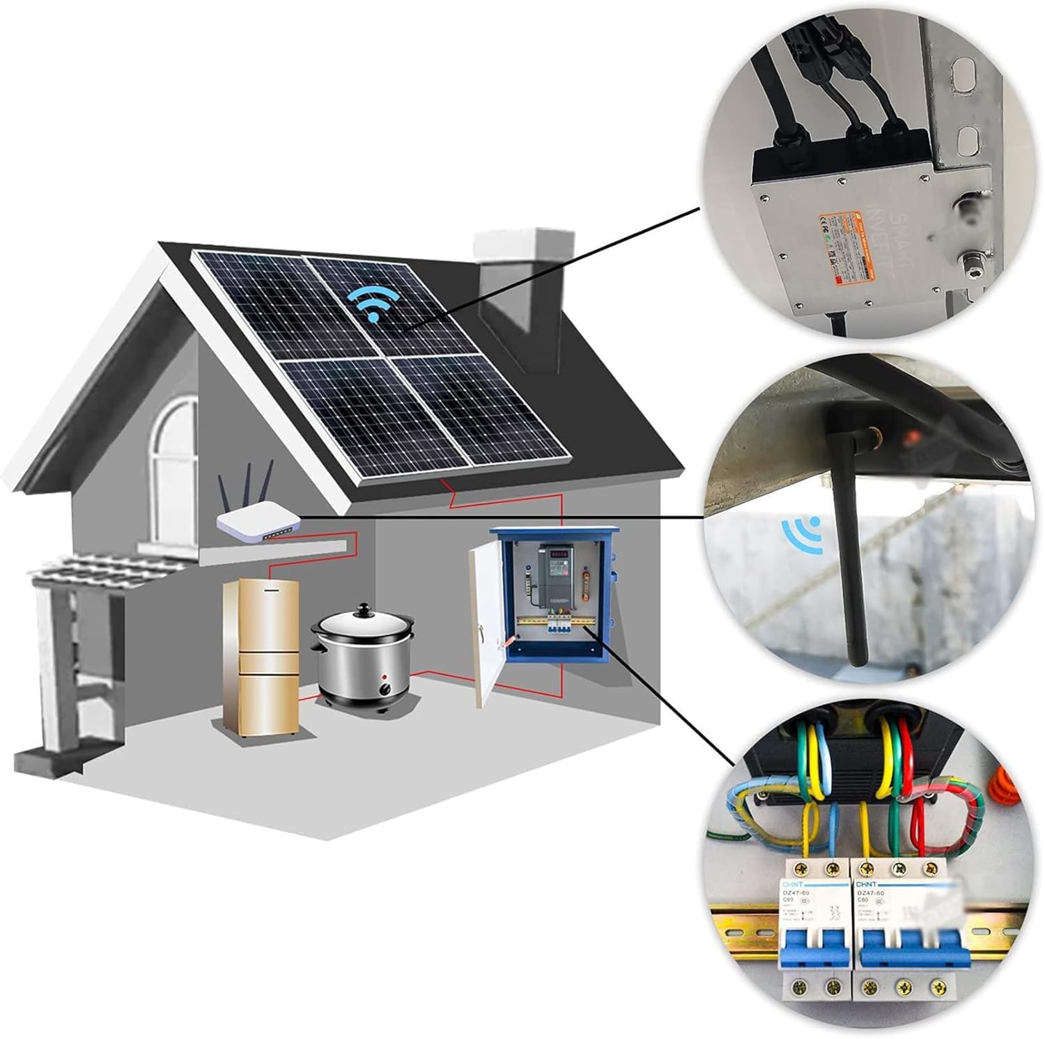 Mikrofalownik solarny 1200 W, wodoodporność IP65, sterowanie WiFi, automatyczna identyfikacja, wyjście AC 120 V/230 V dla efektywnego zarządzania energią