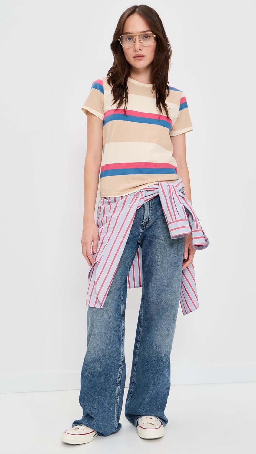 THE GREAT. Women's The Little Tee, Study Hall Stripe, XS - Image 5