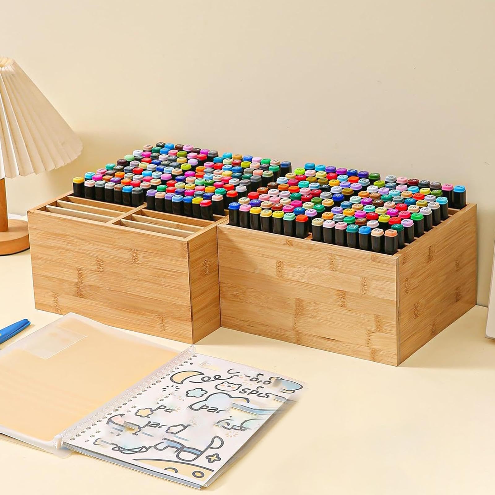 Organizzatore per Pennarelli in bambù, Porta, Contenitore per Pennelli, Salvaspazio