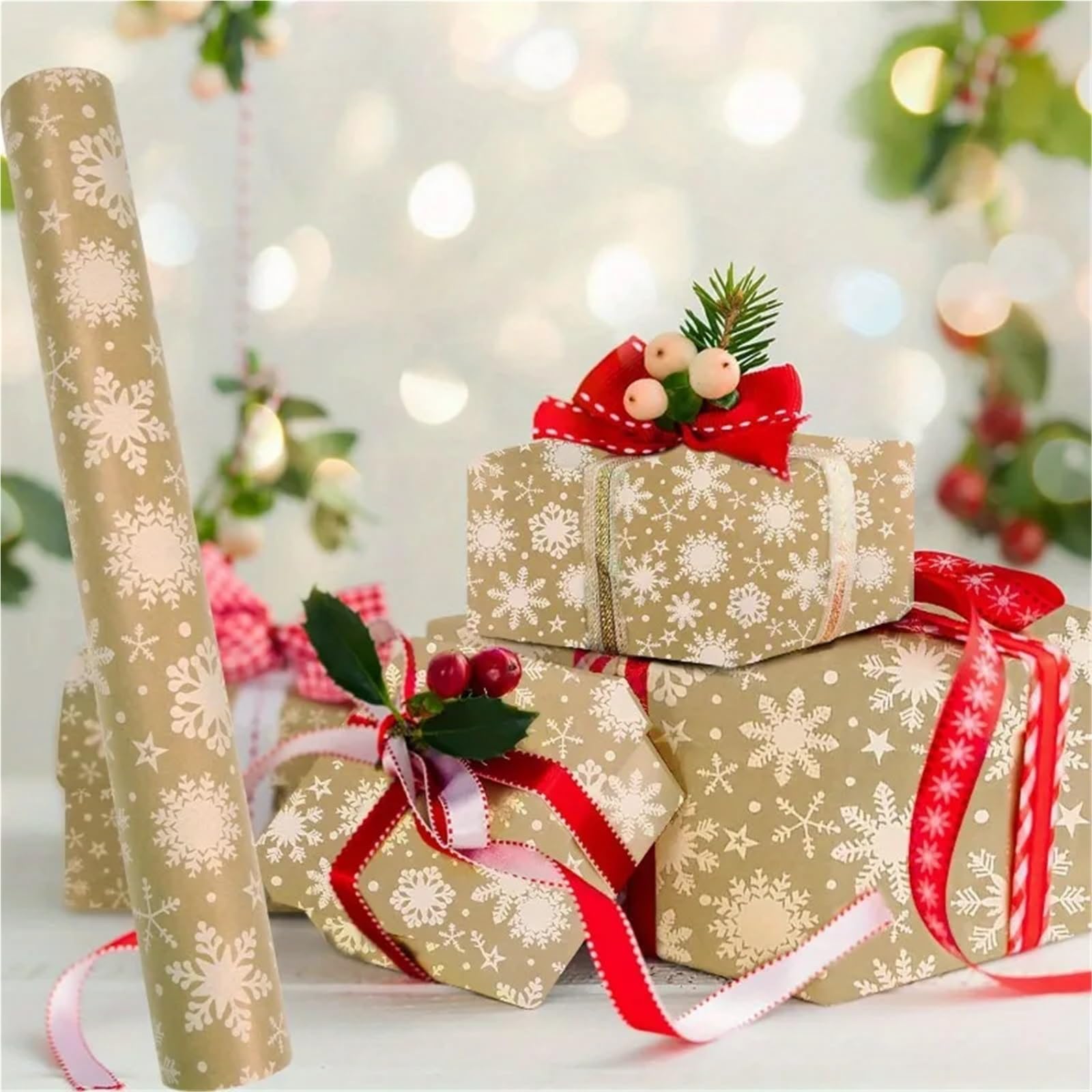 Geschenkpapier Große Rolle Kraftpapier for Weihnachten, DIY-Bastel-Verpackungsbögen for Weihnachtsbäume