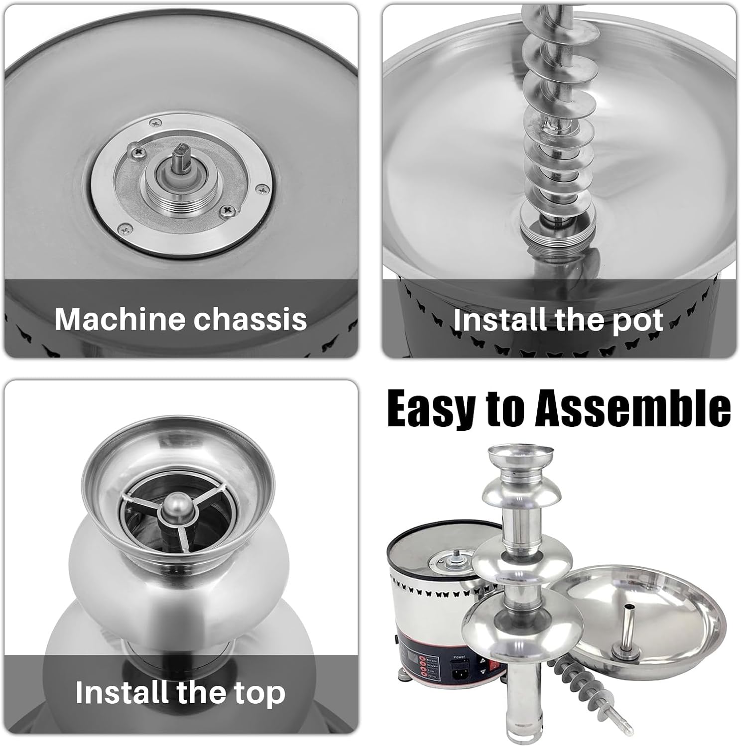 6.6 Lbs Electric Chocolate Fountain Hot Cheese Fondue Tower with Removeable Bowl Easy Assembly for Chocolate Butter Cheese,