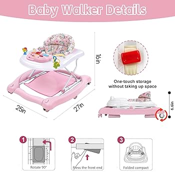 Multi-functional Baby Walker For Boys Girls, Foldable Baby Walker