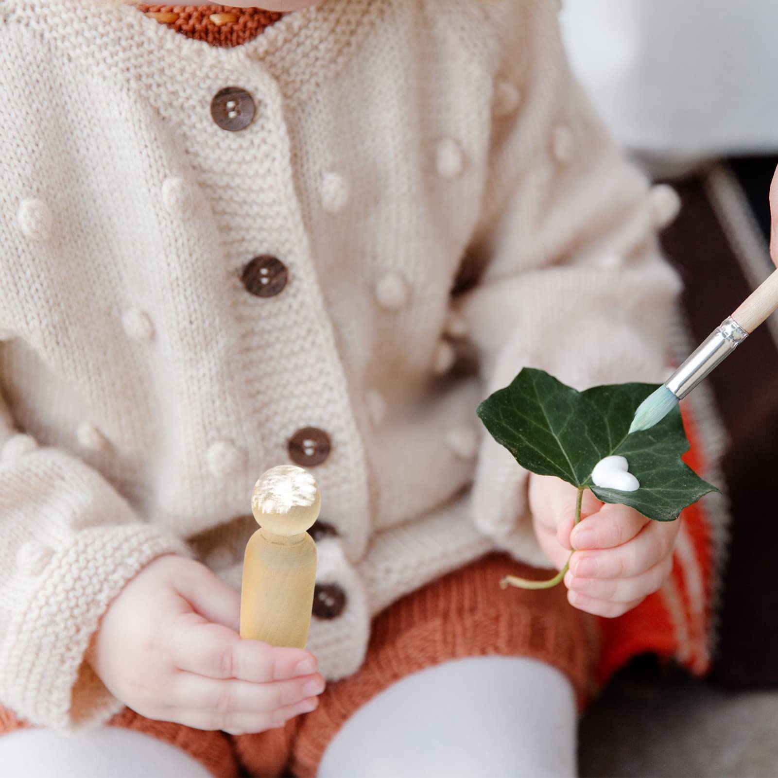 Muñeca de Madera sin Terminar para Pintar, 1 Juego de Figuras de Madera Beige, Manualidades Infantiles, Adornos para Salón y Dormitorio