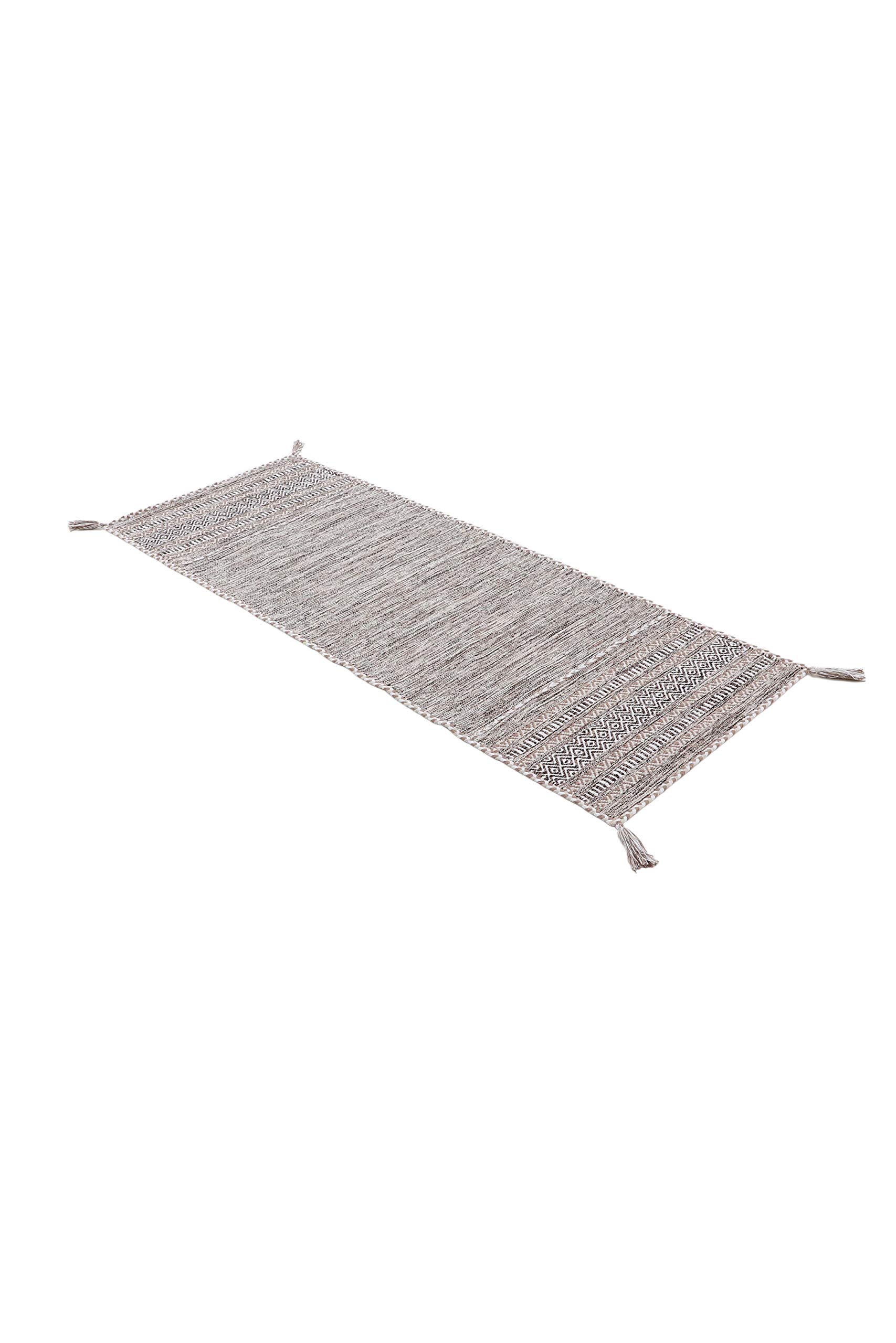 carpetfine Tappeto a tessitura Kilim Azizi passatoia beige 80x500 cm | Tappeto moderno per soggiorno e camera da letto
