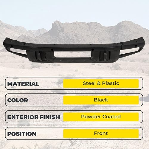 Miniatura 4 de KUAFU Parachoques delantero compatible con Ford Bronco Super Duty 2021-2024 con orificios de sensores con recubrimiento en polvo, color negro
