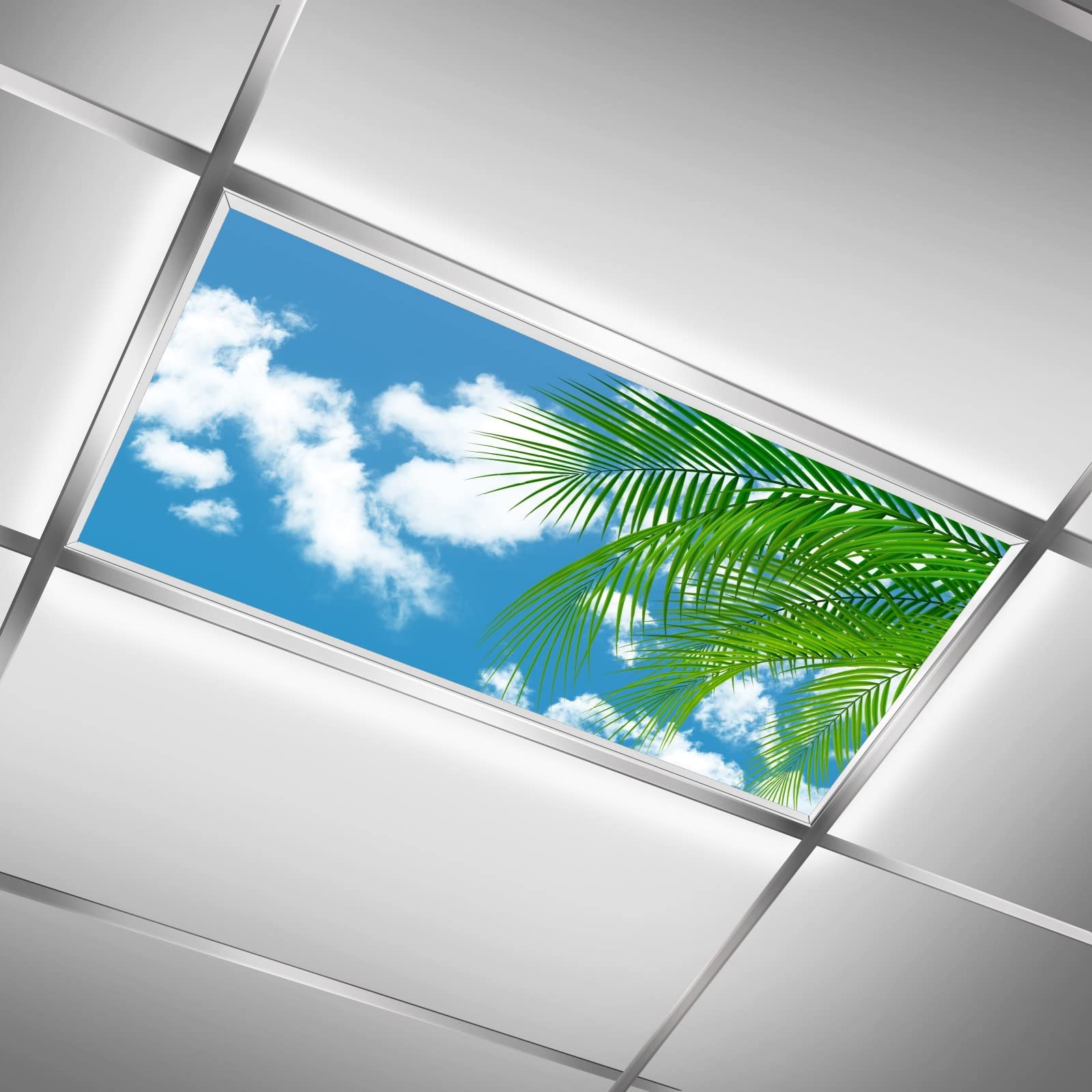 Tropical Leaves Sunny Sky 2 Pack Flexible Fluorescent Light Cover Films Skylight Ceiling for School Classroom Office English Pub Pool-image-16
