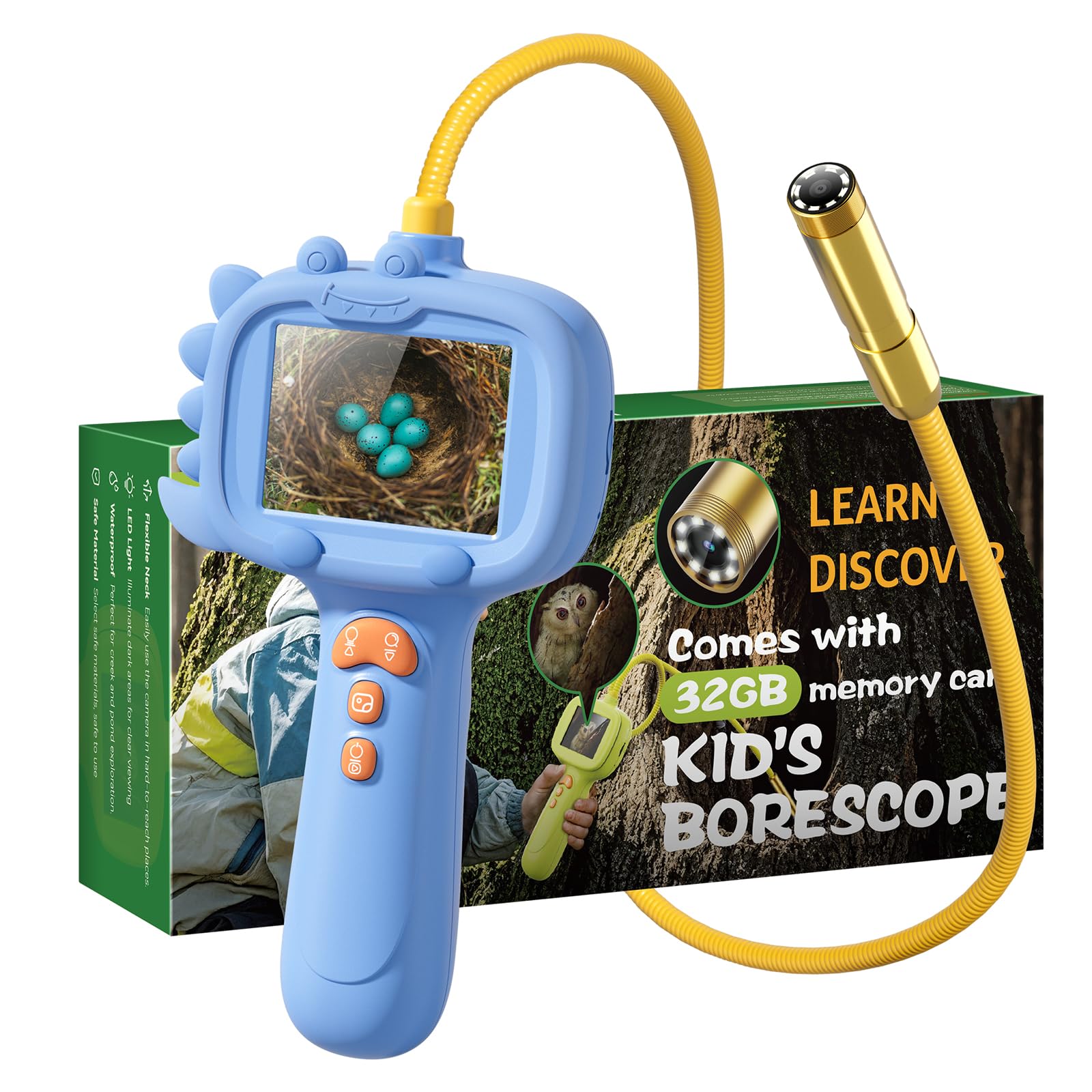 Kids Borescope Toys Camera with Light for 4-10 Years Old Boys Girls Birthday Gift 32GB Type-C Rechargeable STEM Science Educational Toy Snake Scope