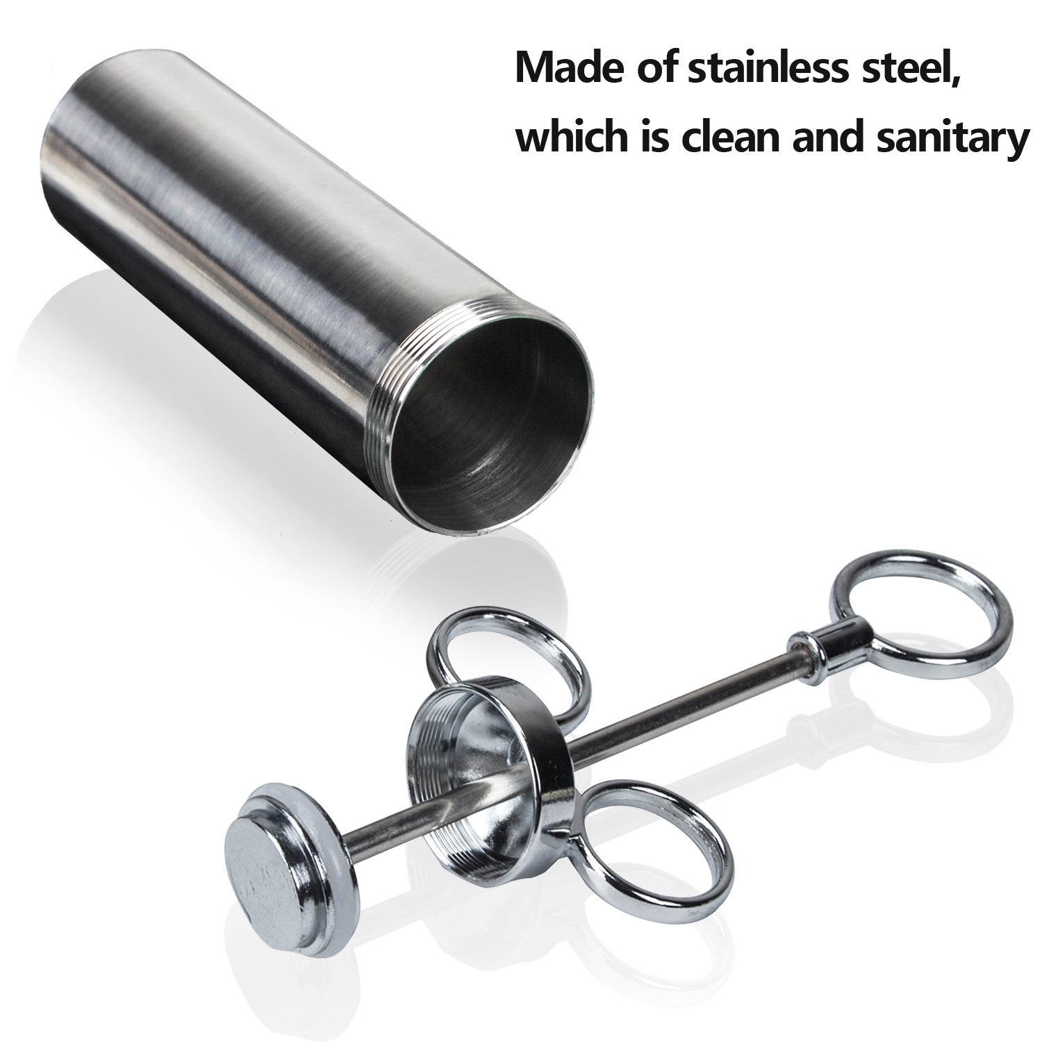 Siringa per Marinatura in Acciaio Inox 60ml con Siringa per Carne con 1 Pennello per Marinatura, 3 Aghi per Marinatura, Siringa per Spezie per Barbecue, Carne