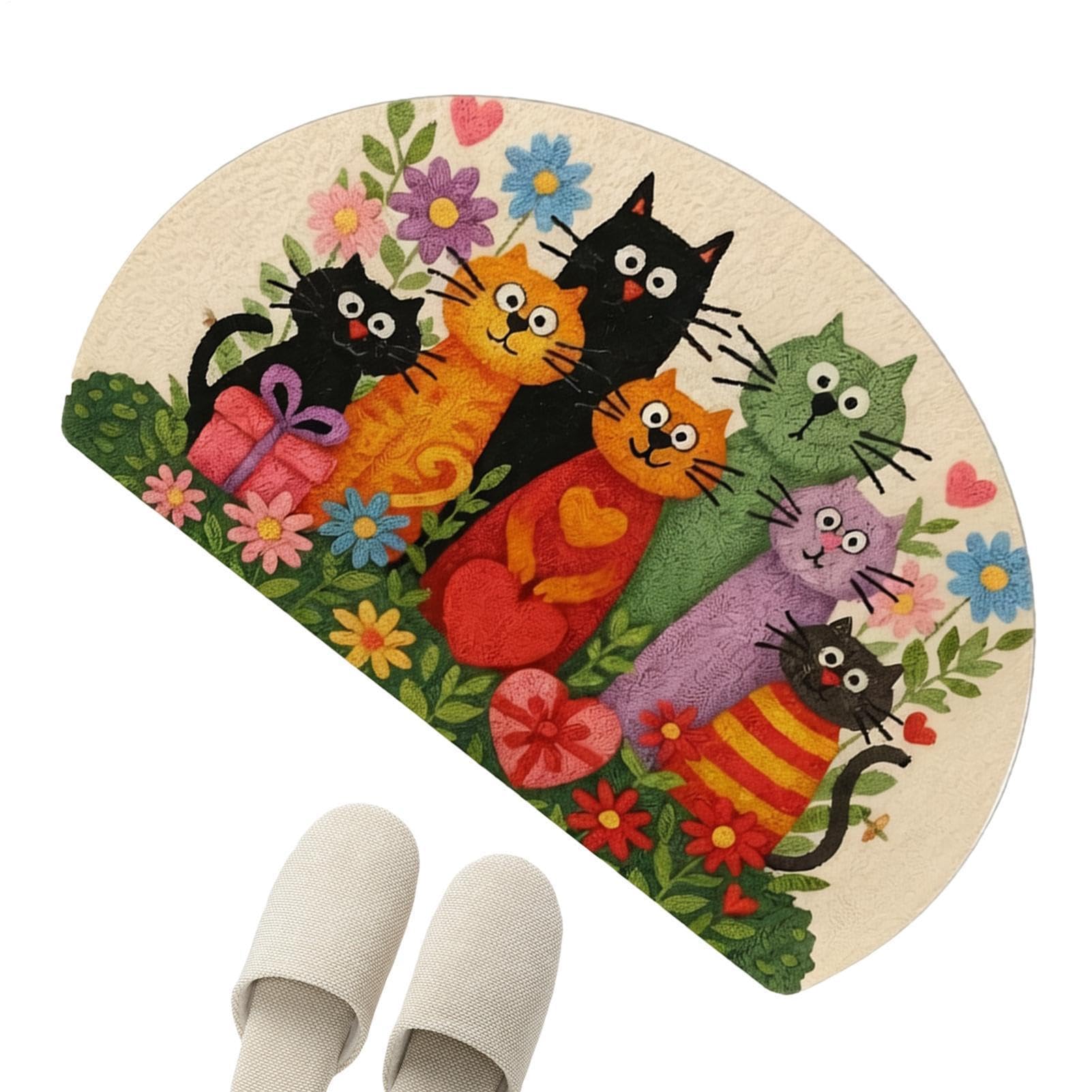 Felpudo para exteriores de 80 x 50 cm, antideslizante, semicircular, absorbente, lavable, | Tapete de baño para interiores, cocina, baño, dormitorio, sala de estar, oficina, casa de campo, hotel