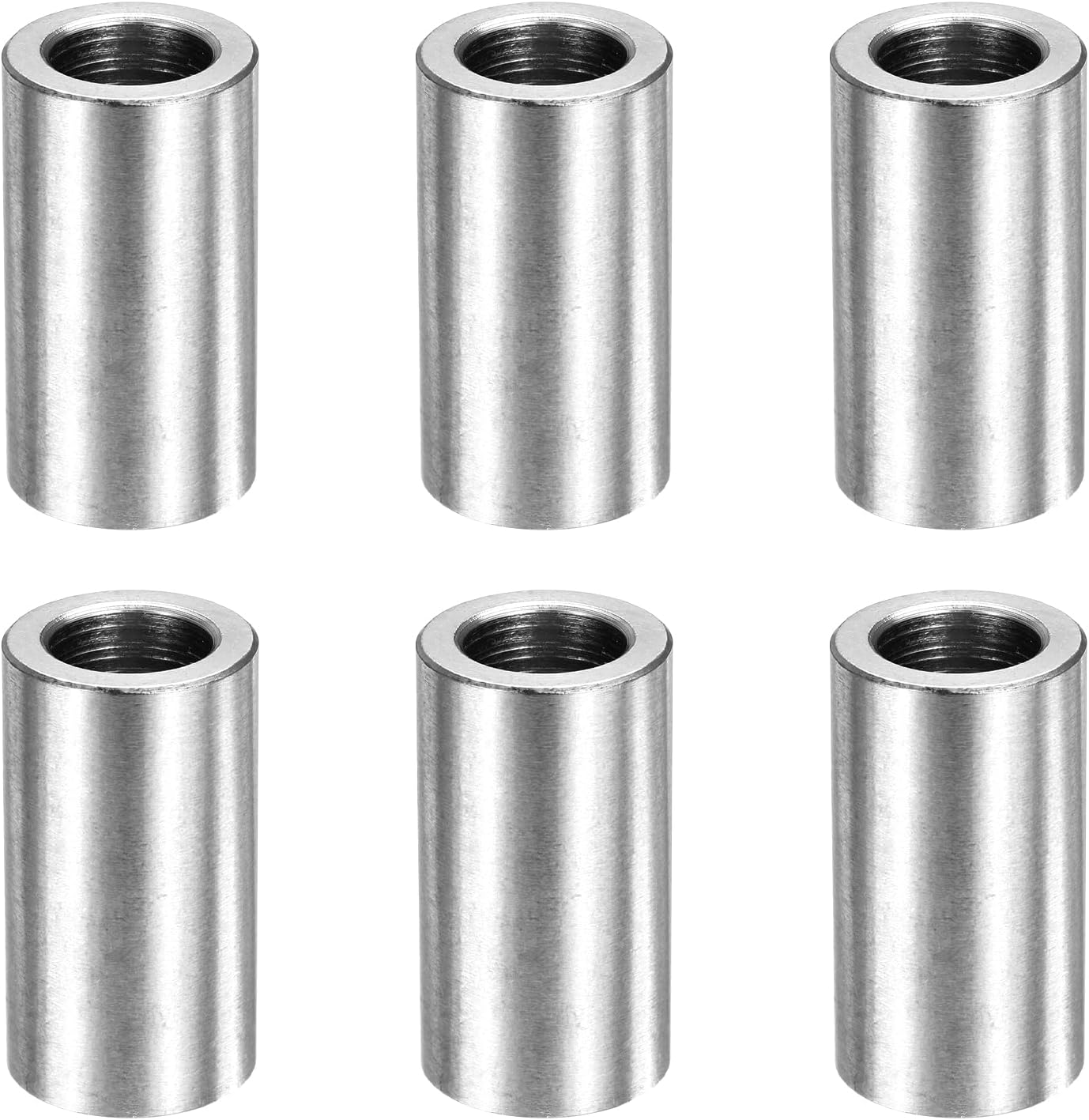 MECCANIXITY 6pcs M10 Metal Spacers, 3/8" IDx5/8" ODx1.2" Length Stainless Steel Spacer Round Unthreaded Standoff Bushing Plain Finish for Screw Bolts, Silver 10x16x30mm