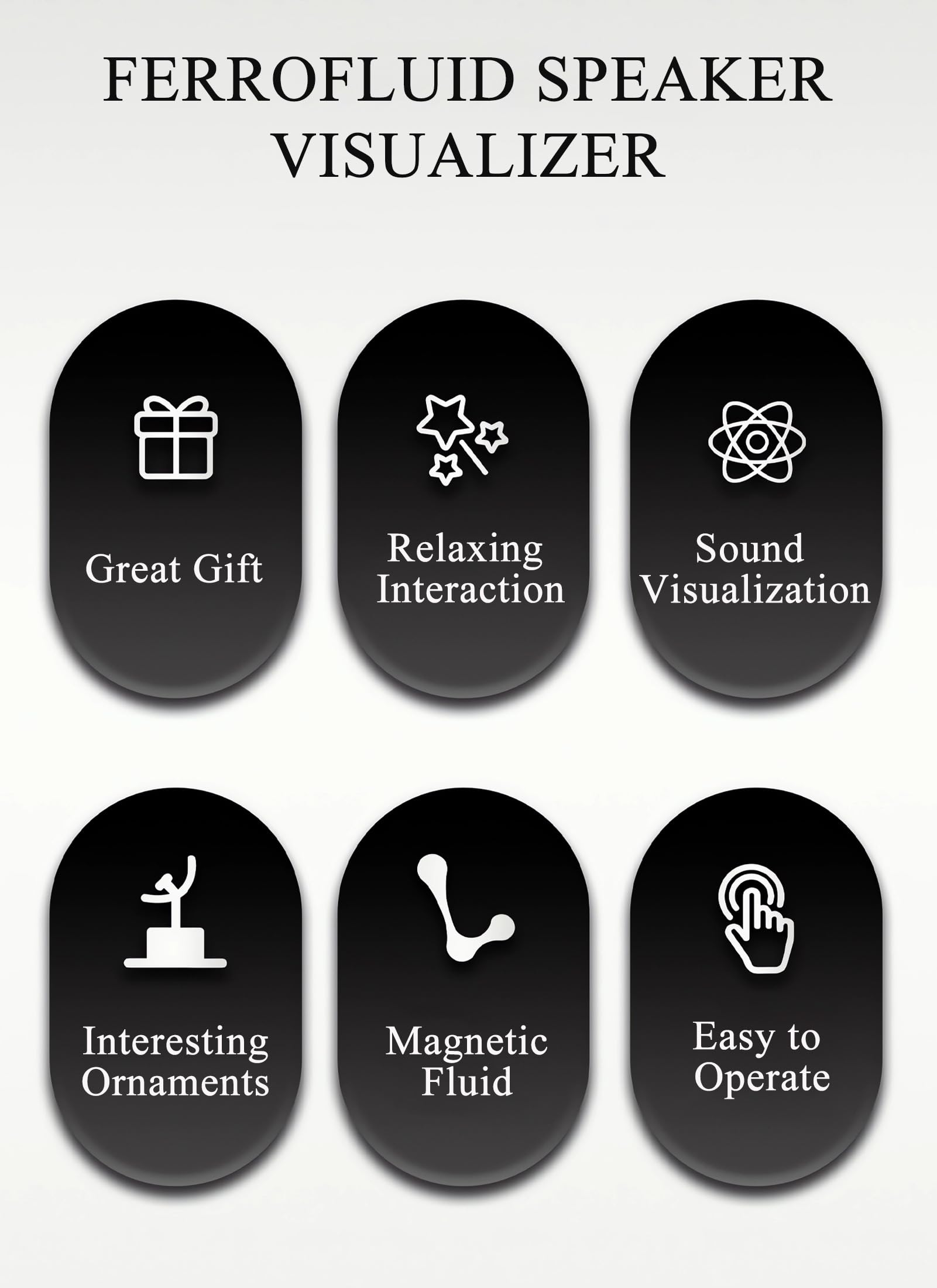 Cuifati Ferrofluid Speaker Sound Visualizer, Magnetic Fluid Sound Pickup with Music Rhythm, Dancing Ferrofluid Symbiont in a Bottle Visual Desktop Ornament for Desktop Decoration
