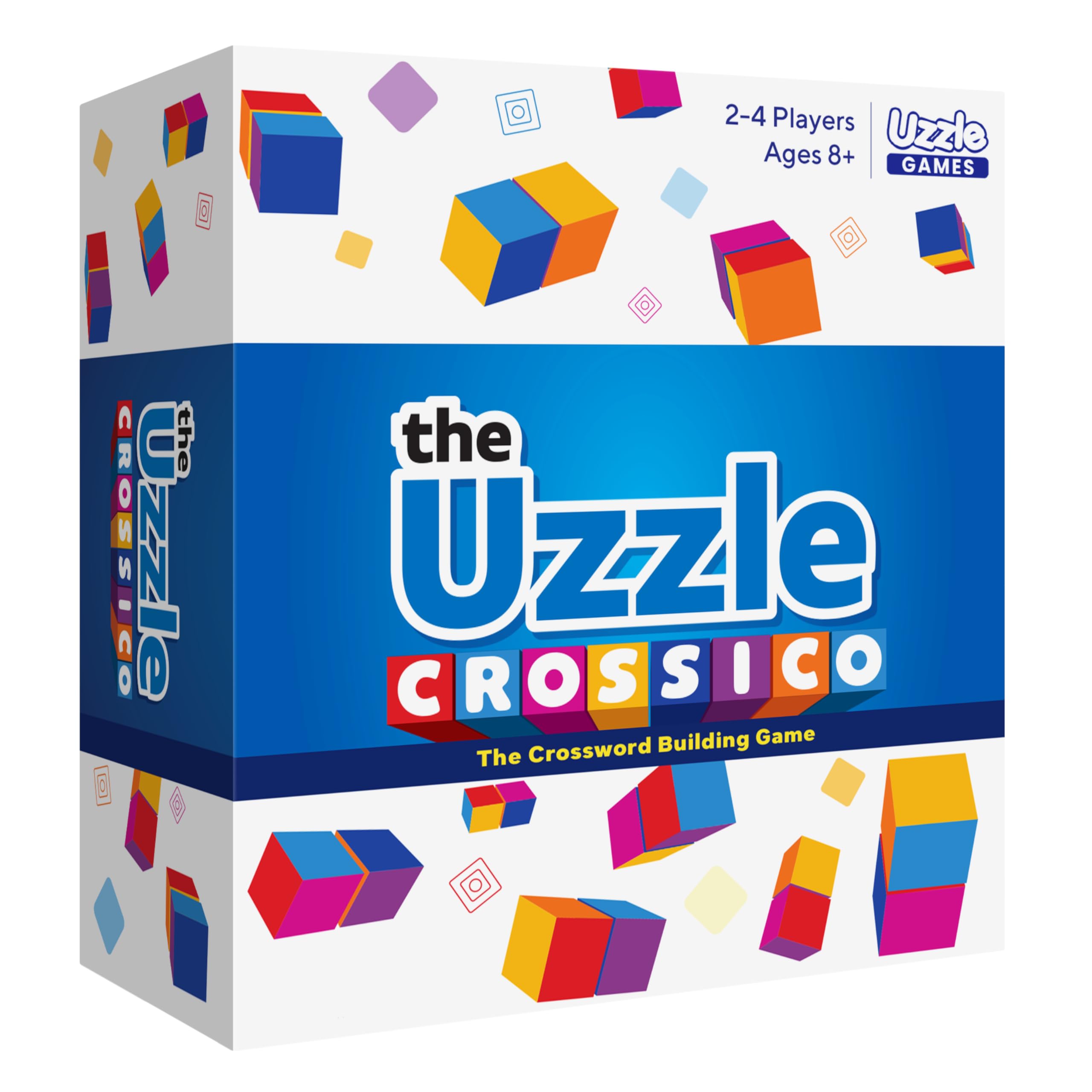 Crossico by Uzzle Games - Family Games for Children & Adults, Crossword Puzzle Word Games - A Thrilling Classic Game with a Twist, 2-4 Players, for Ages 8+