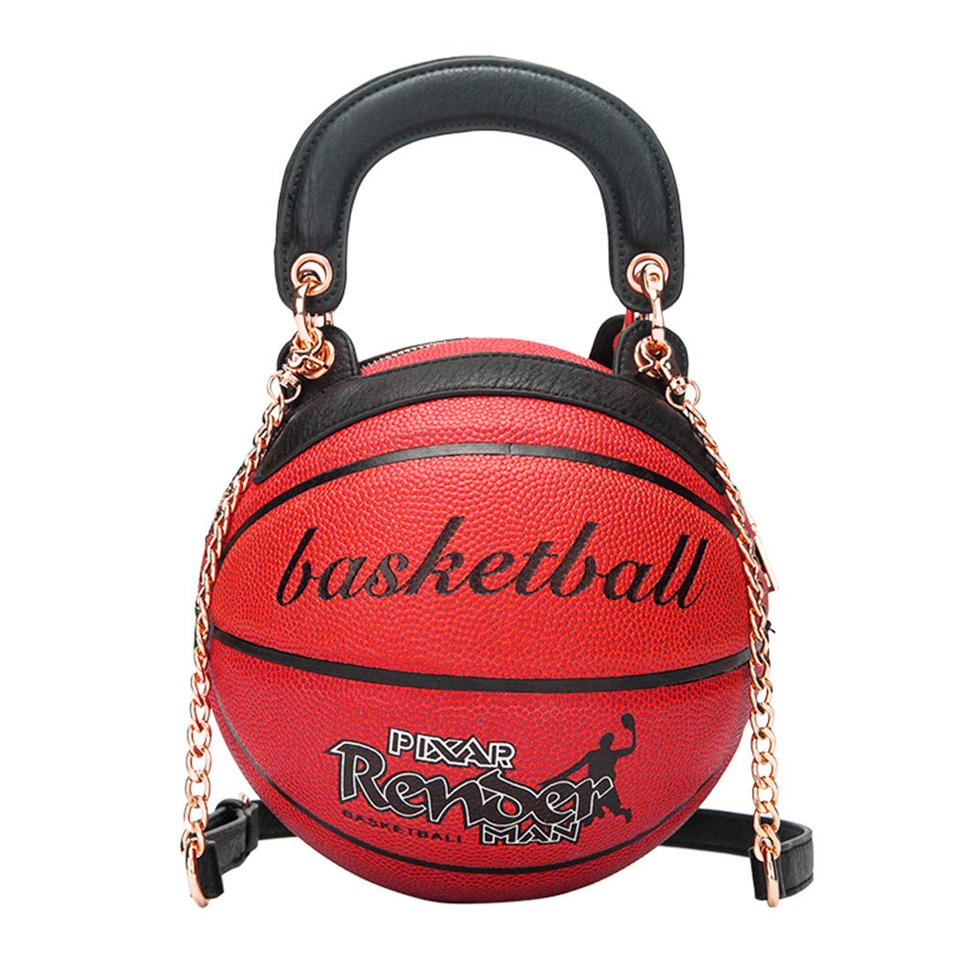 Basketball Shaped Handbags Purse Tote Round Shoulder Messenger Cross Body PU Bag Adjustable Strap for Women Girls