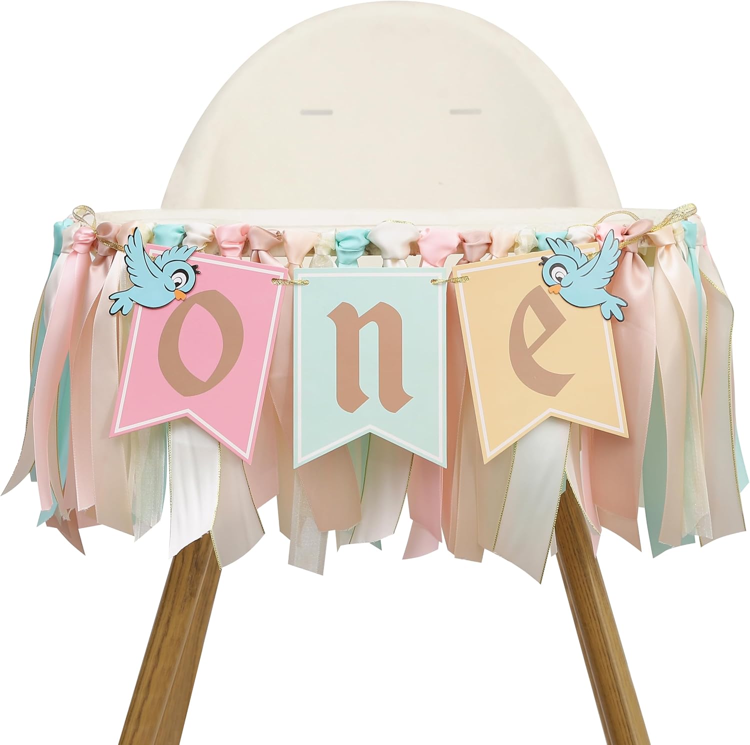 Birds One High Chair Banner, Fairy 1st Birthday Decorations