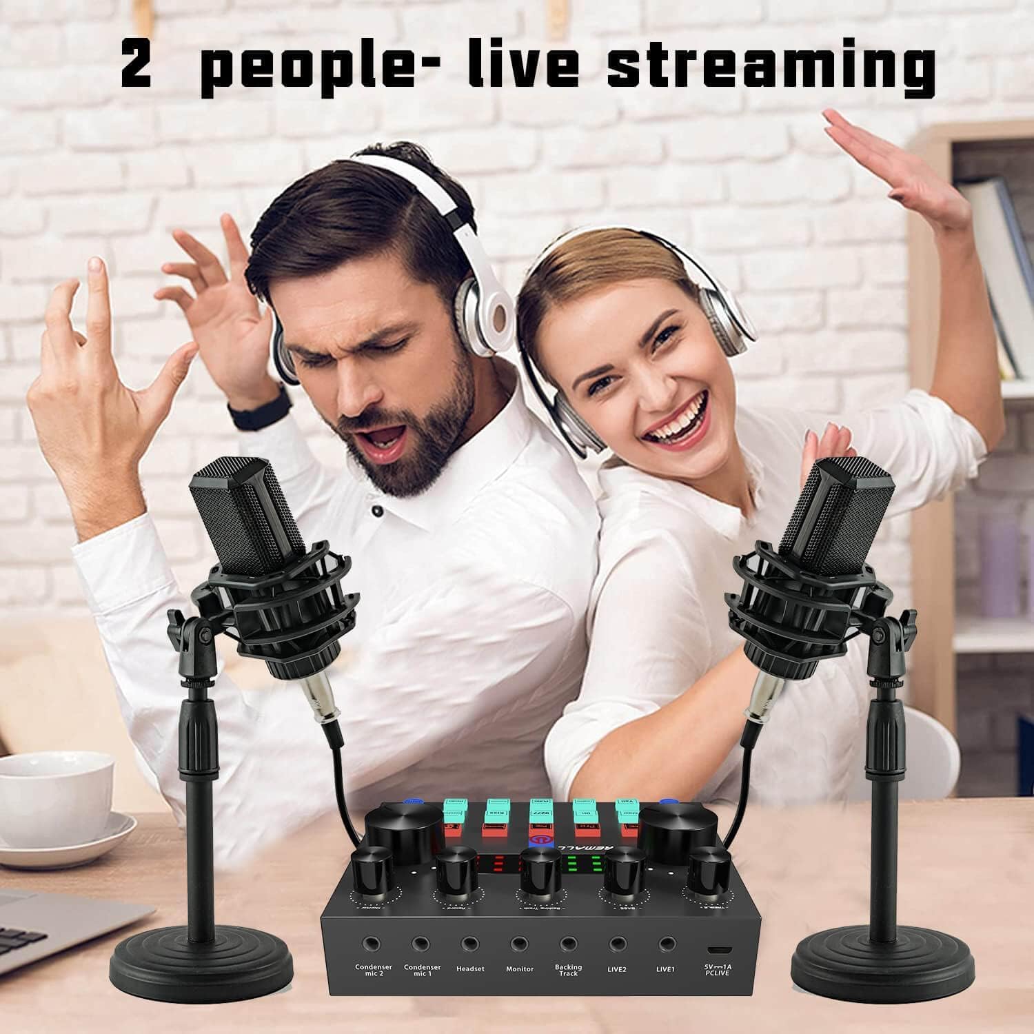 Mesa de Mezclas Dj Set Tarjeta de Sonido Externa USB,Sicomne Interfaz Audio Controladora DJ Set con Mezclador Audio Cambiador de Voz, para Streaming Gaming Karaoke Video Youtube Black