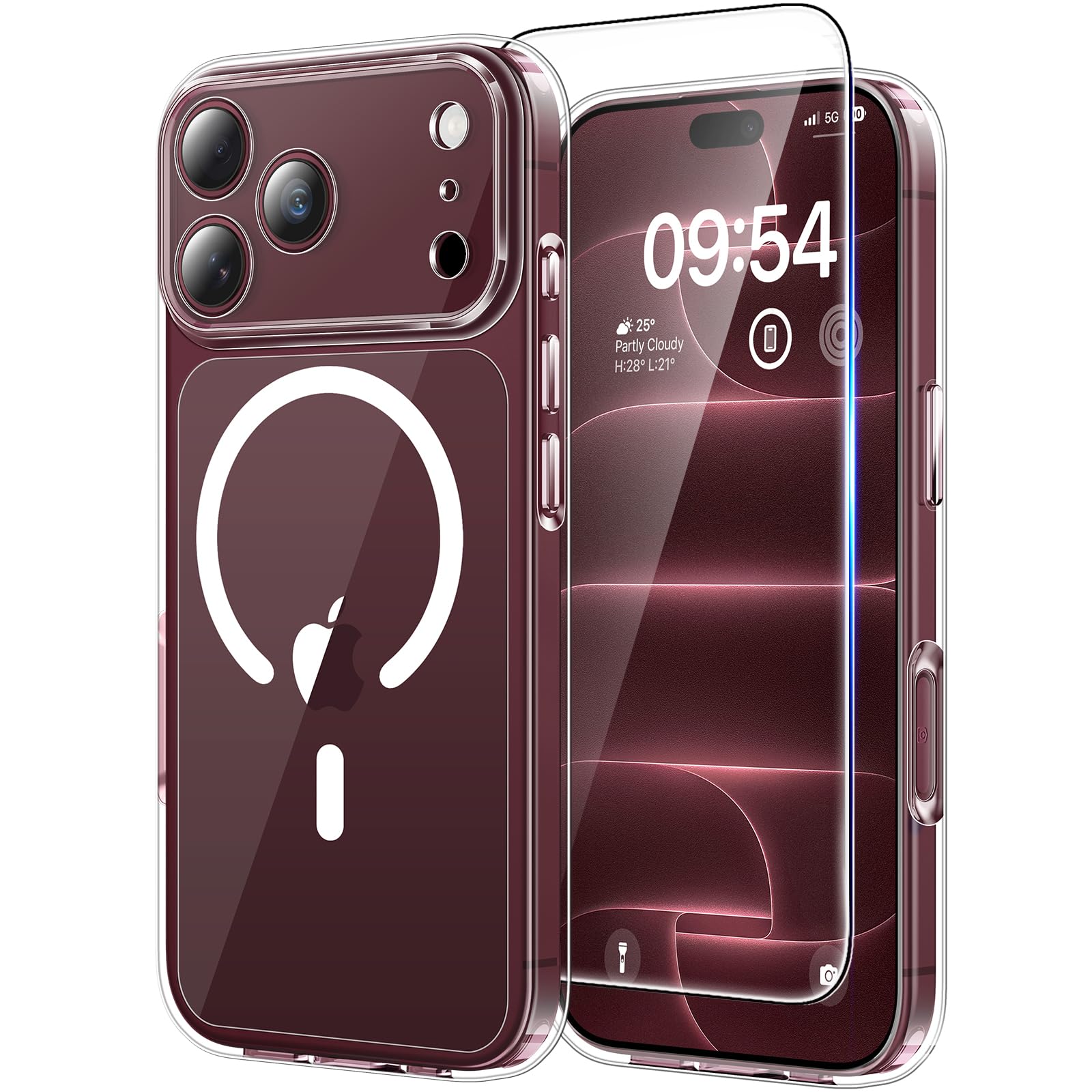 TAURI für iPhone 18 Pro Hülle 6,3" mit Schutzfolie - Durchsichtig