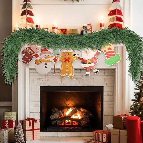 Miniatura 8 de Artgar 4 guirnaldas de pino de Navidad, 6 pies de tacto real, guirnaldas de pino artificiales realistas para manto, mesa, escalera, ventana, porche,
